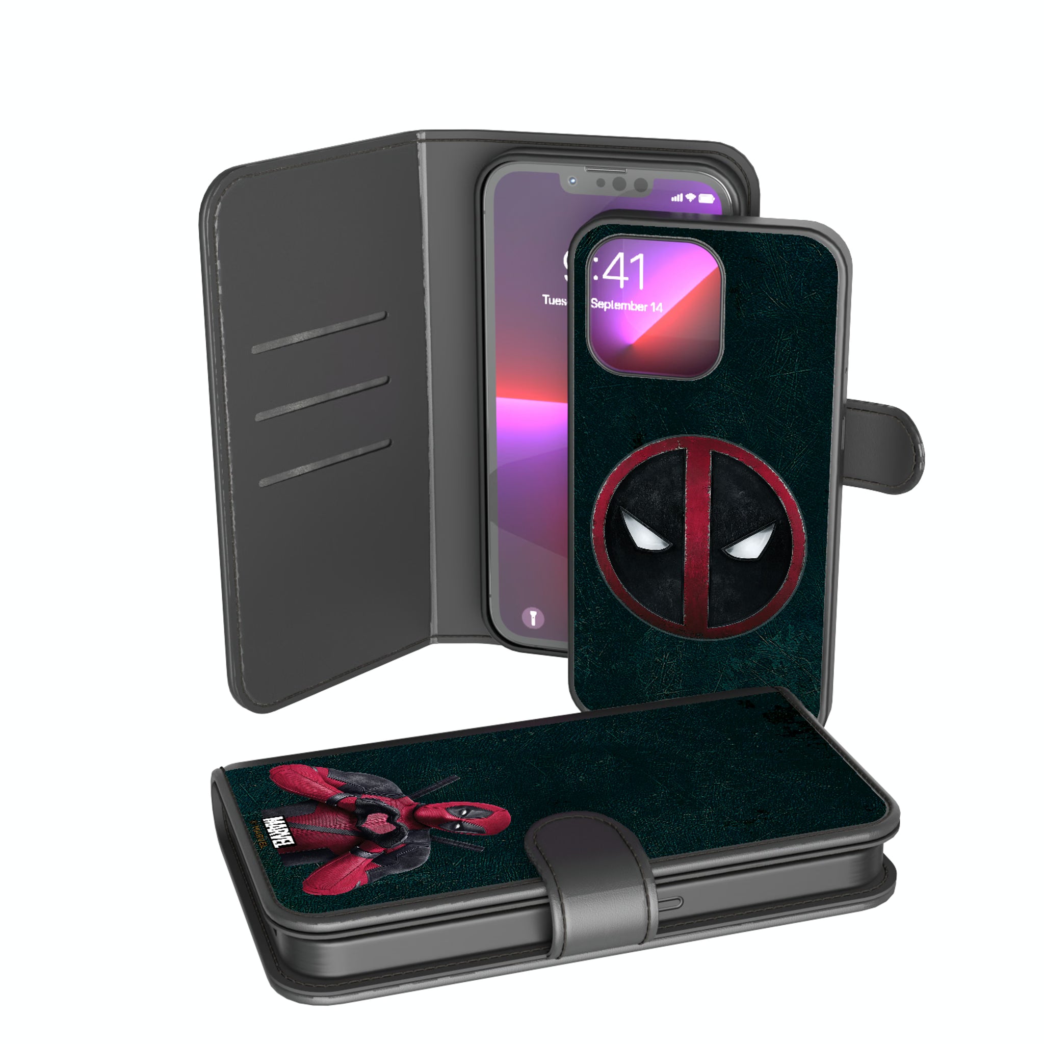 Marvel Deadpool Badge iPhone Wallet Phone Case for Apple iPhone