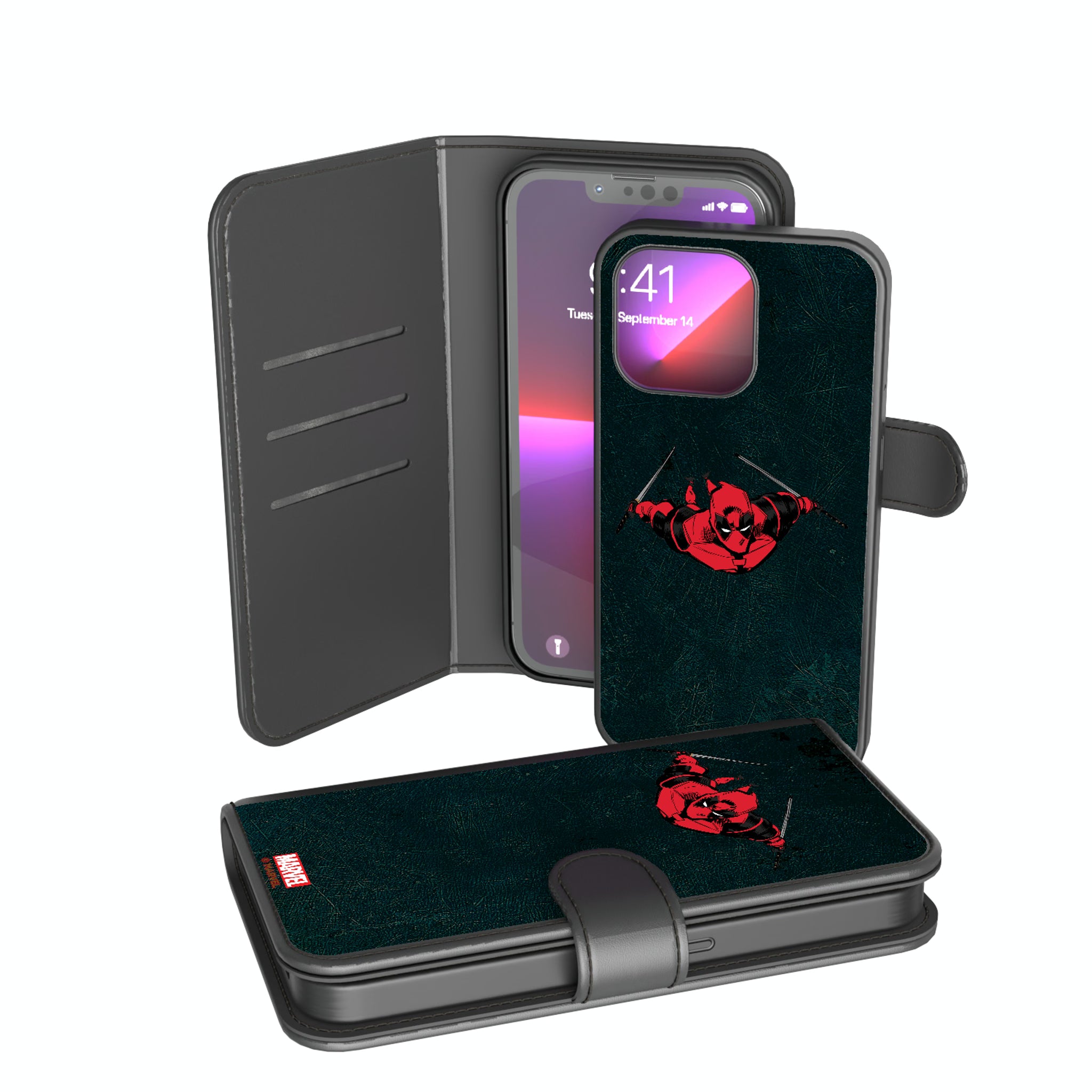 Marvel Deadpool Badge iPhone Wallet Phone Case for Apple iPhone