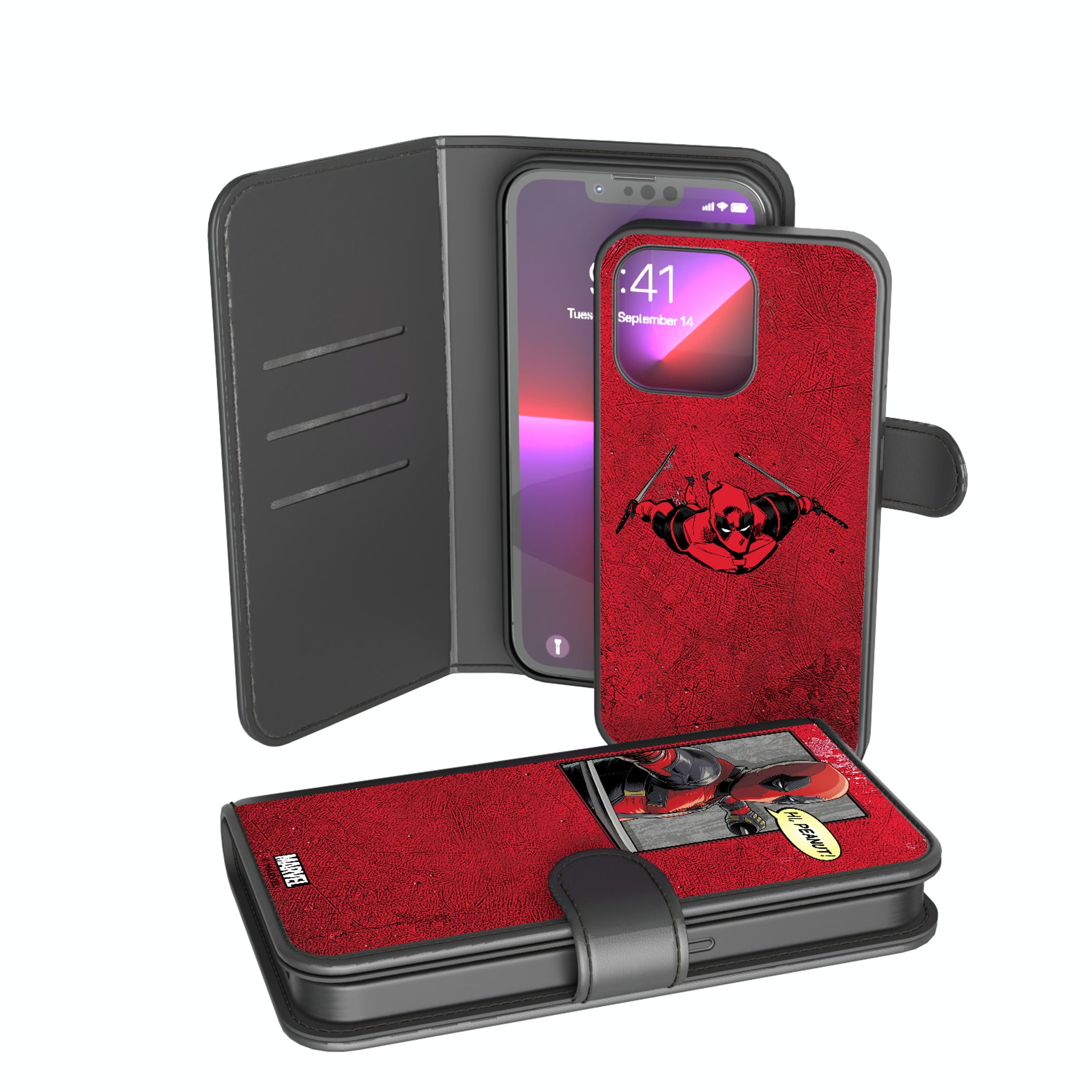 Marvel Deadpool Badge iPhone Wallet Phone Case for Apple iPhone