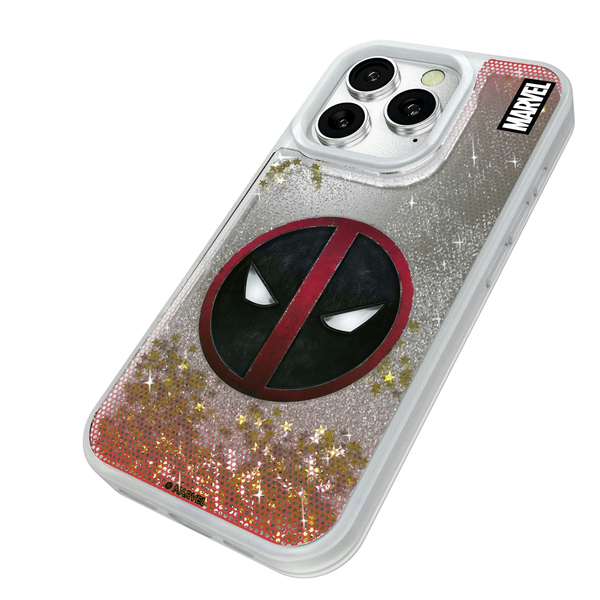 Marvel Deadpool Grid iPhone Glitter Phone Case for Apple iPhone - Isometric View#Device_iPhone 16 Pro
