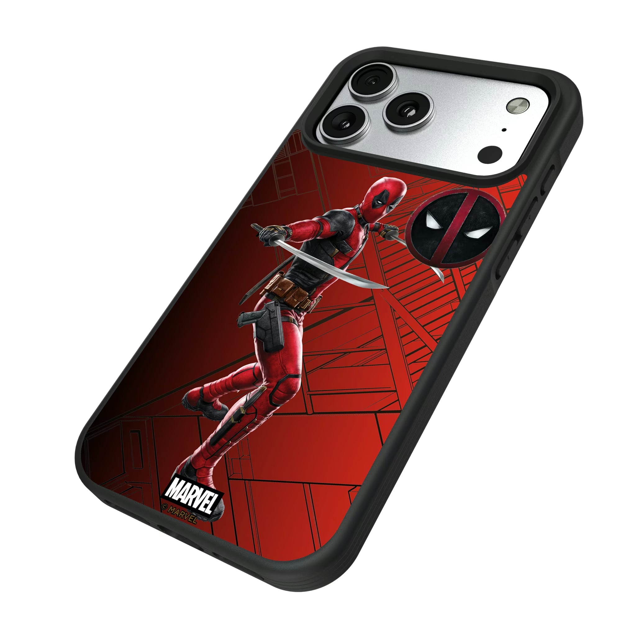 Marvel Deadpool MechLine iPhone Bump Phone Case for Apple iPhone - Isometric View#Device_iPhone 17 Pro Max