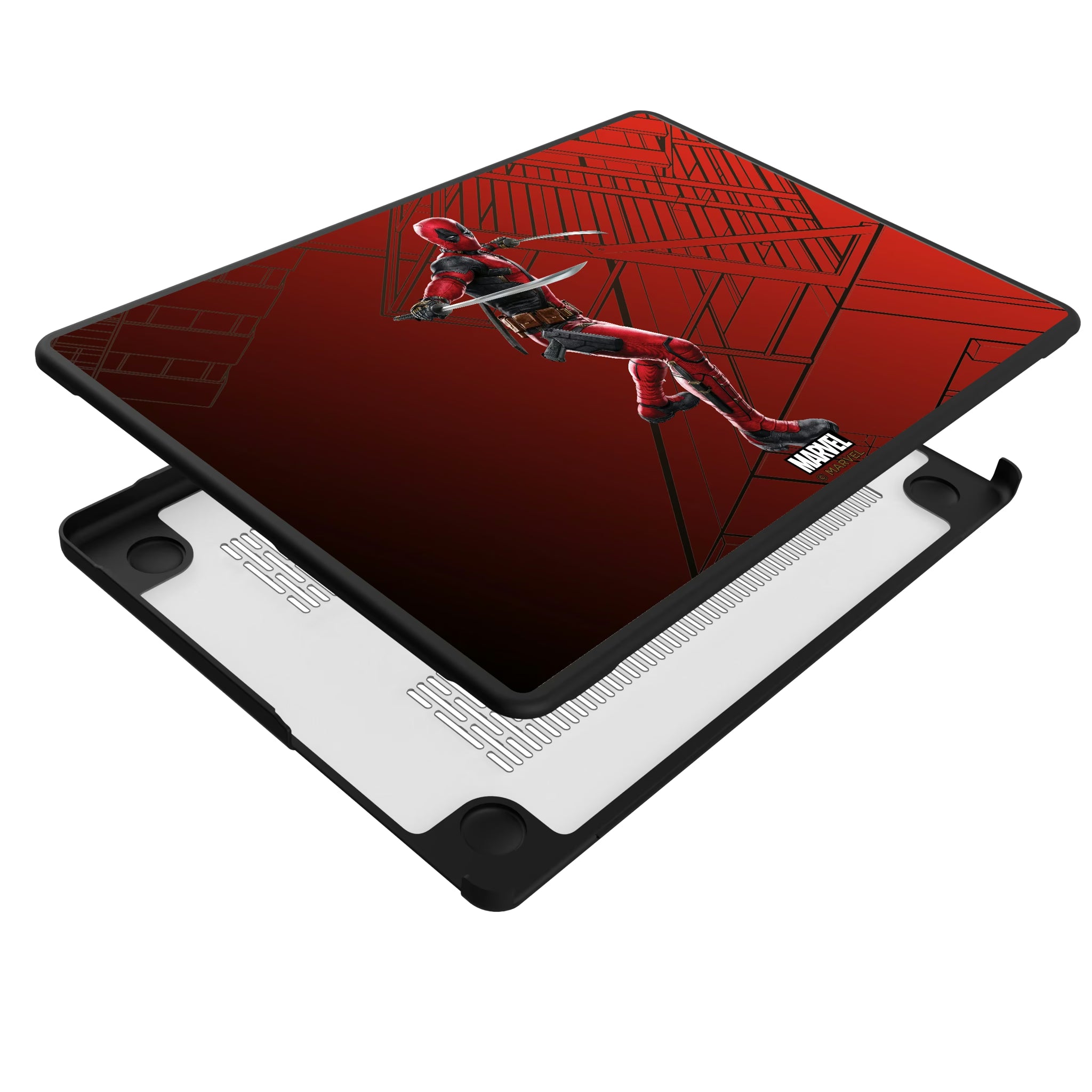 Marvel Deadpool MechLine MacBook Laptop Case for Apple MacBook - Isometric View#Device_MacBook Pro (14-inch, 2021) / MacBook Pro (14-inch, 2023) / MacBook Pro (14-inch, 2024)