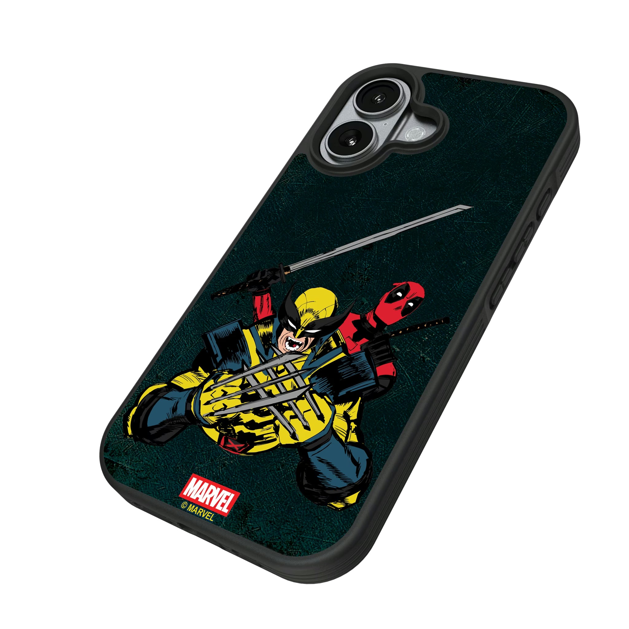 Marvel Deadpool Wolverine Badge iPhone Bump Phone Case for Apple iPhone - Isometric View#Device_iPhone 17