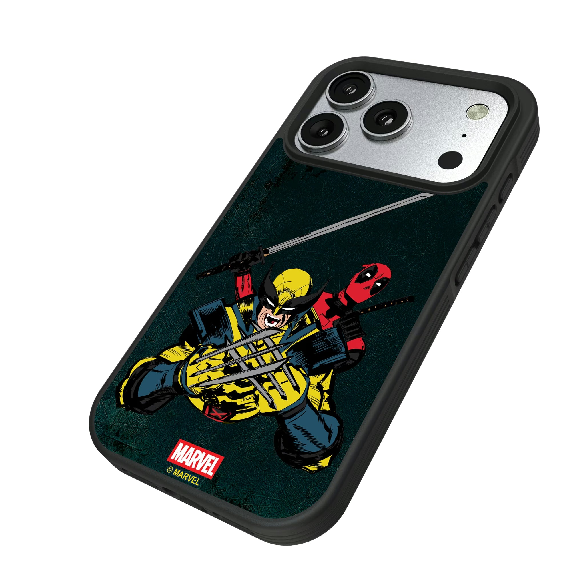 Marvel Deadpool Wolverine Badge iPhone Bump Phone Case for Apple iPhone - Isometric View#Device_iPhone 17 Pro