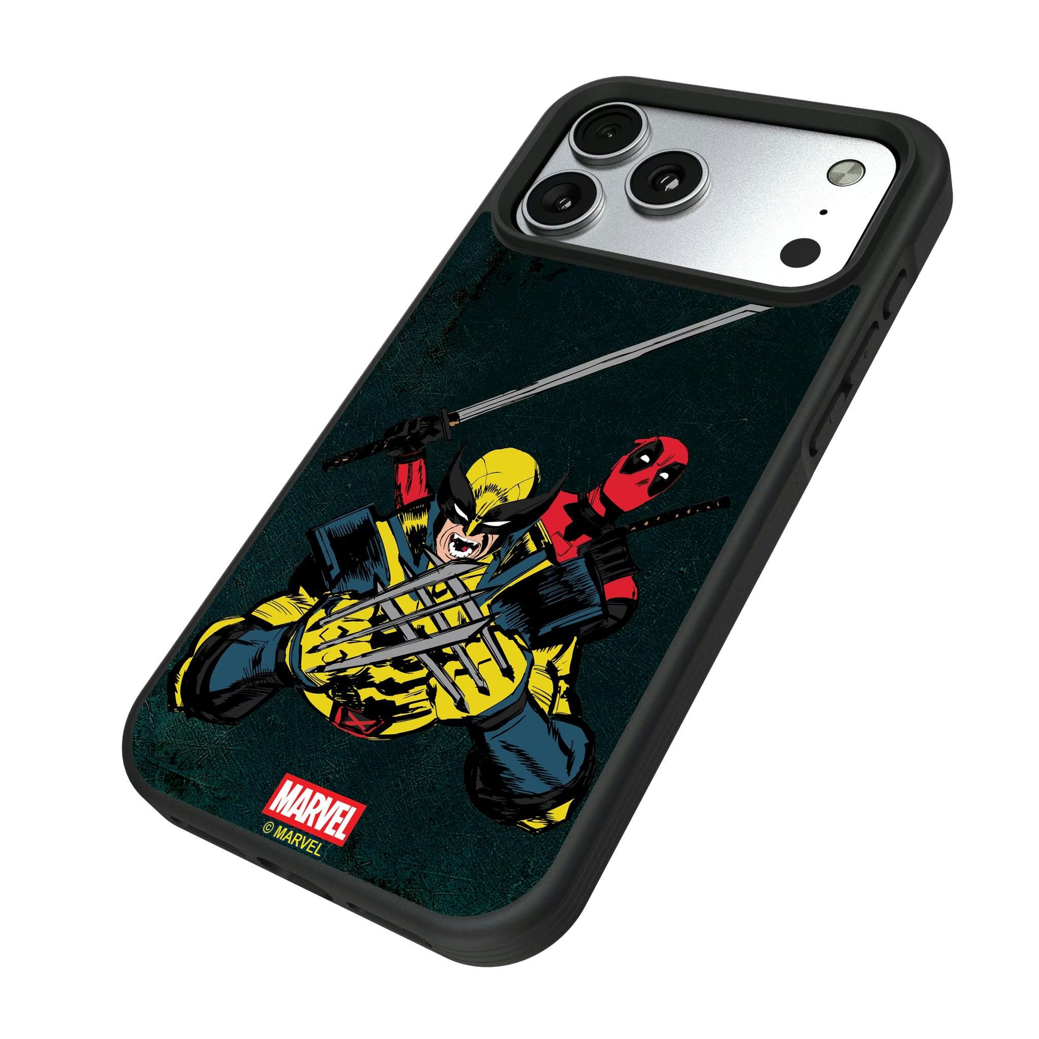 Marvel Deadpool Wolverine Badge iPhone Bump Phone Case for Apple iPhone - Isometric View#Device_iPhone 17 Pro Max
