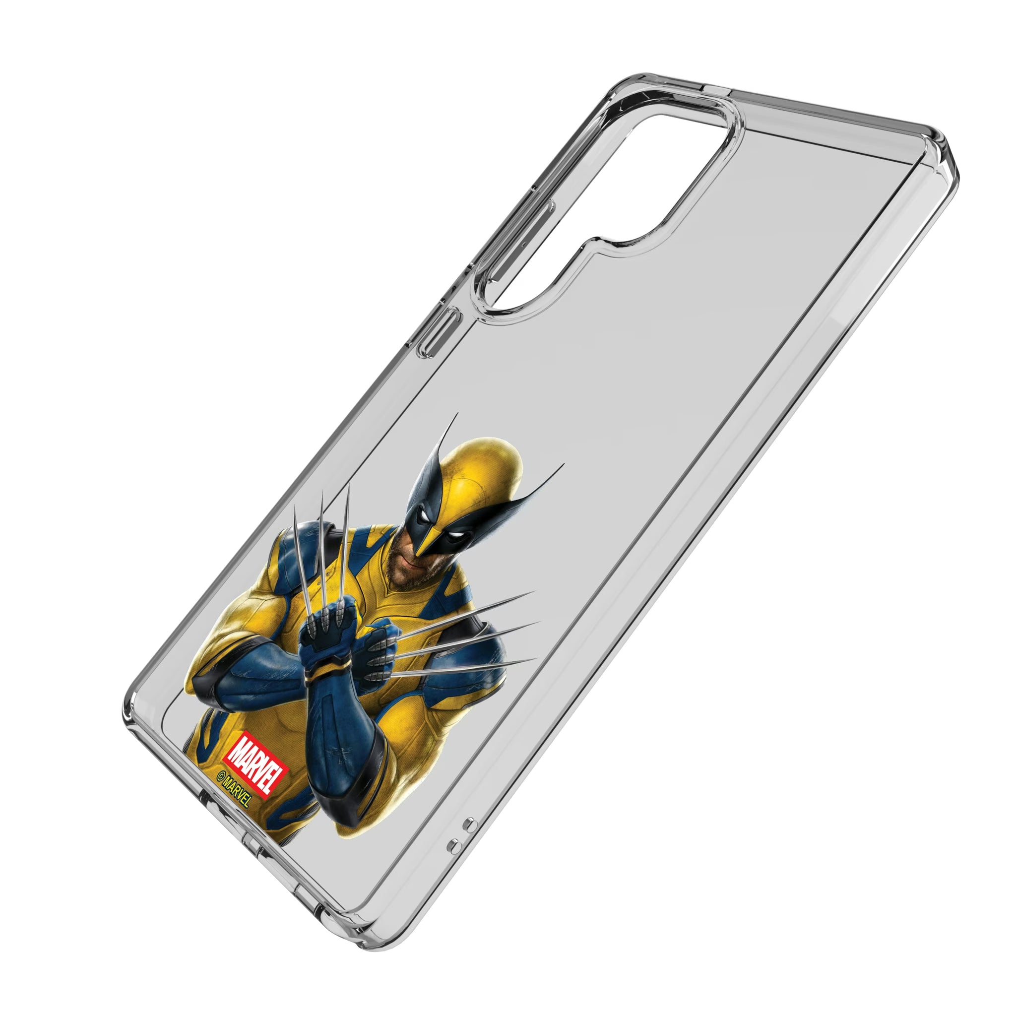 Marvel Deadpool Wolverine Badge Galaxy Clear Phone Case for Samsung Galaxy - Isometric View