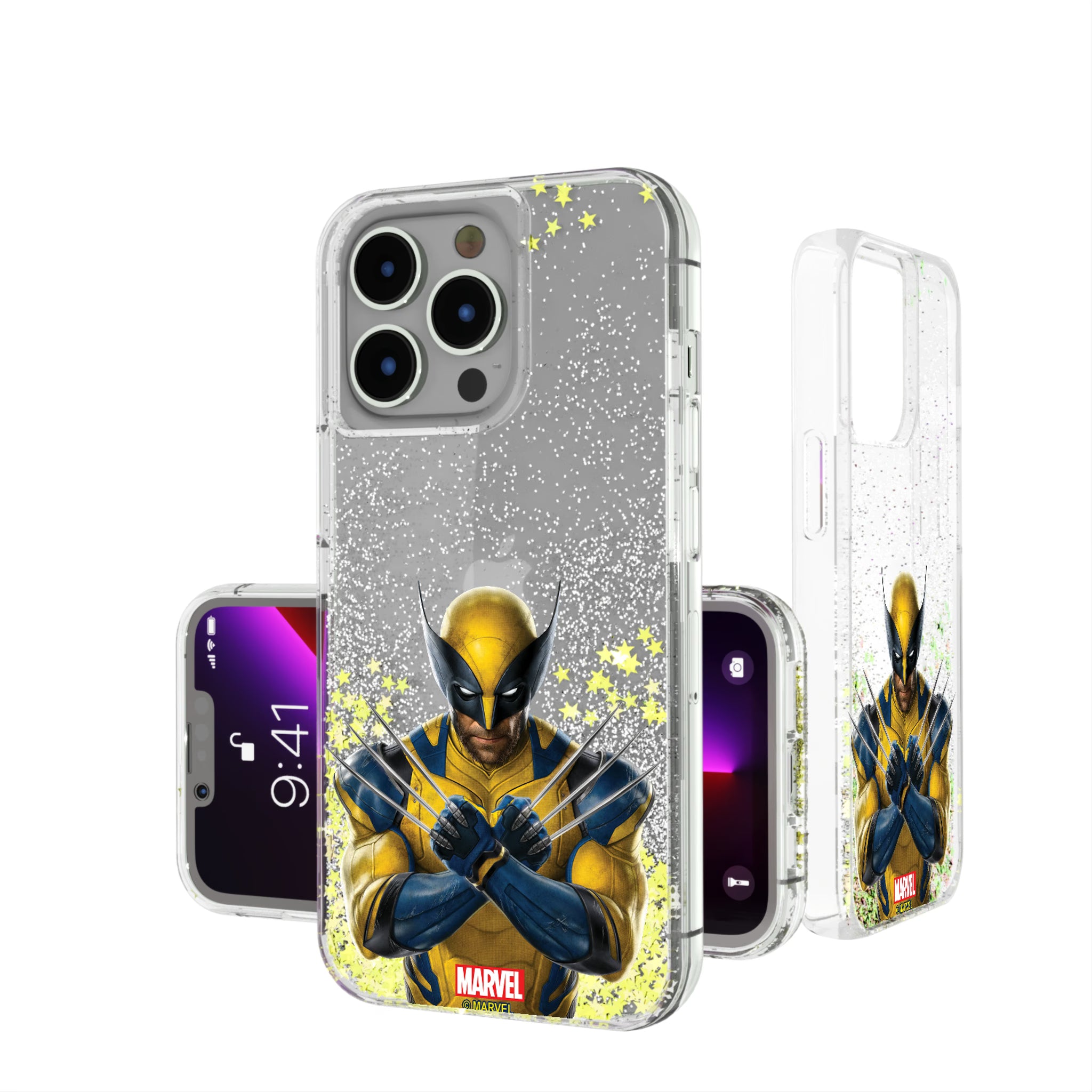 Marvel Deadpool Wolverine Badge iPhone Glitter Phone Case for Apple iPhone