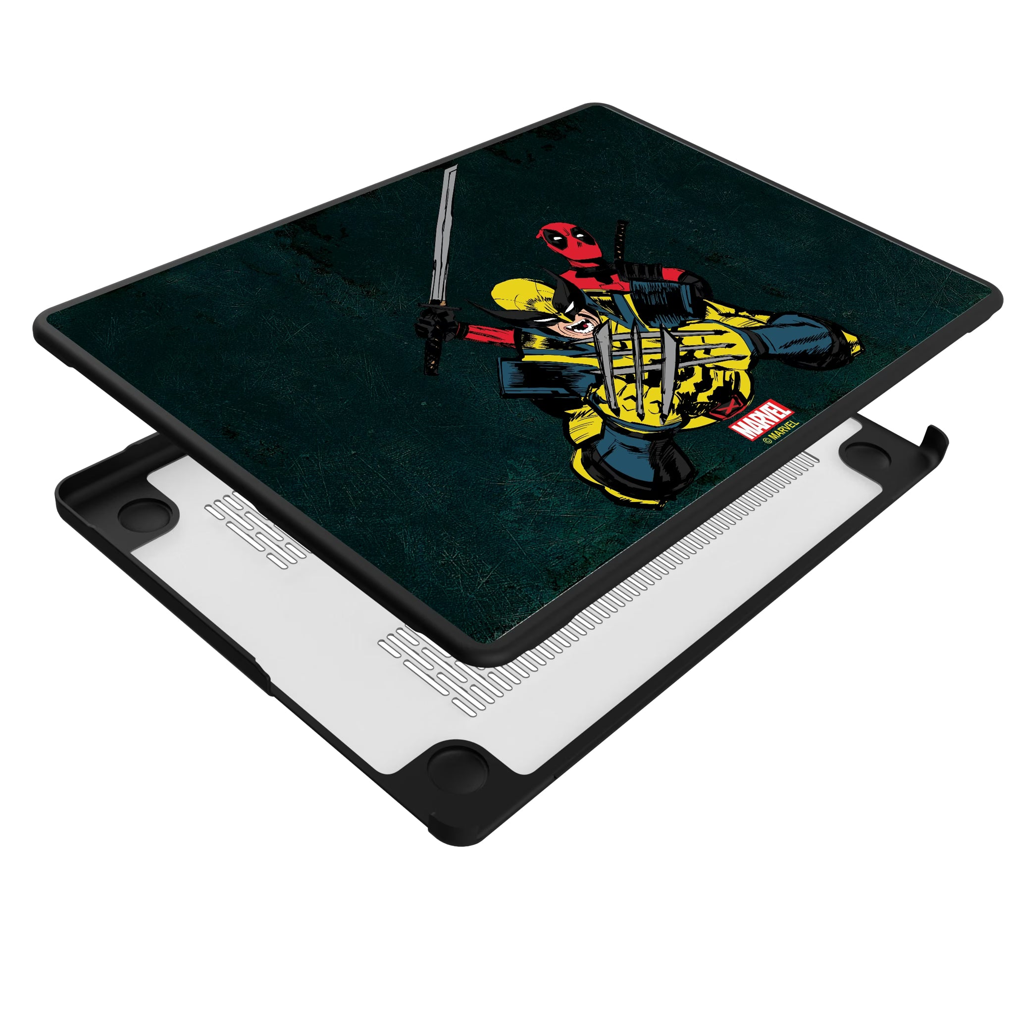 Marvel Deadpool Wolverine Badge MacBook Laptop Case for Apple MacBook - Isometric View#Device_MacBook Pro (14-inch, 2021) / MacBook Pro (14-inch, 2023) / MacBook Pro (14-inch, 2024)