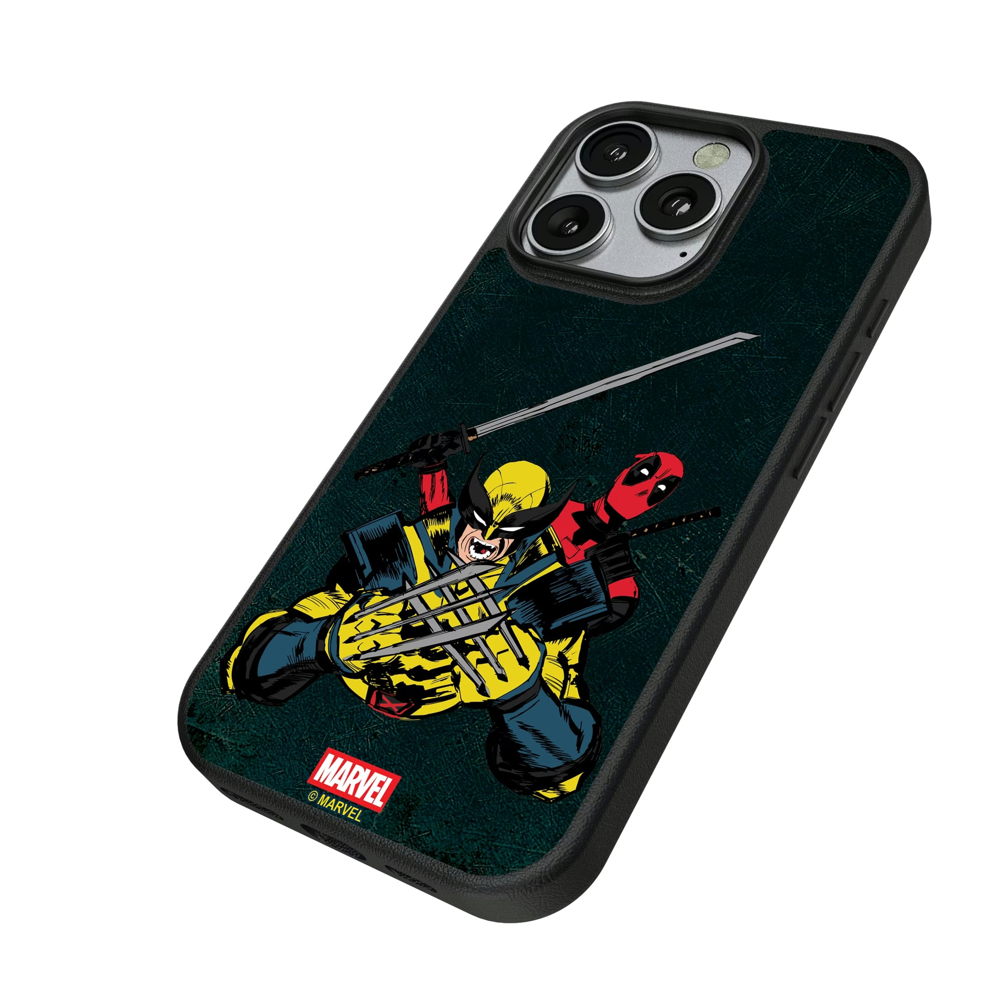 Marvel Deadpool Wolverine Badge iPhone MagSafe Compatible Phone Case for Apple iPhone - Isometric View