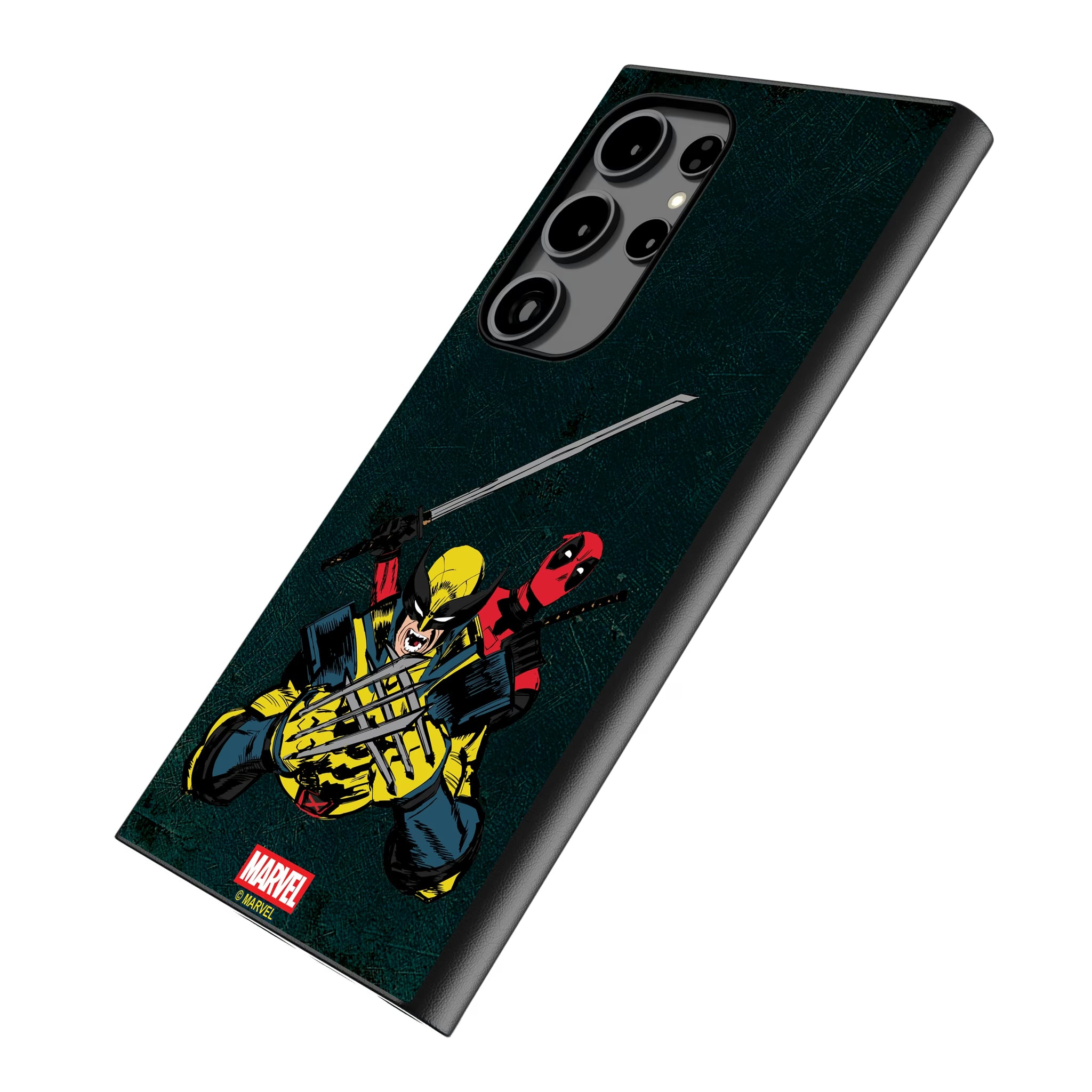 Marvel Deadpool Wolverine Badge Galaxy MagSafe Compatible Phone Case for Samsung Galaxy - Isometric View