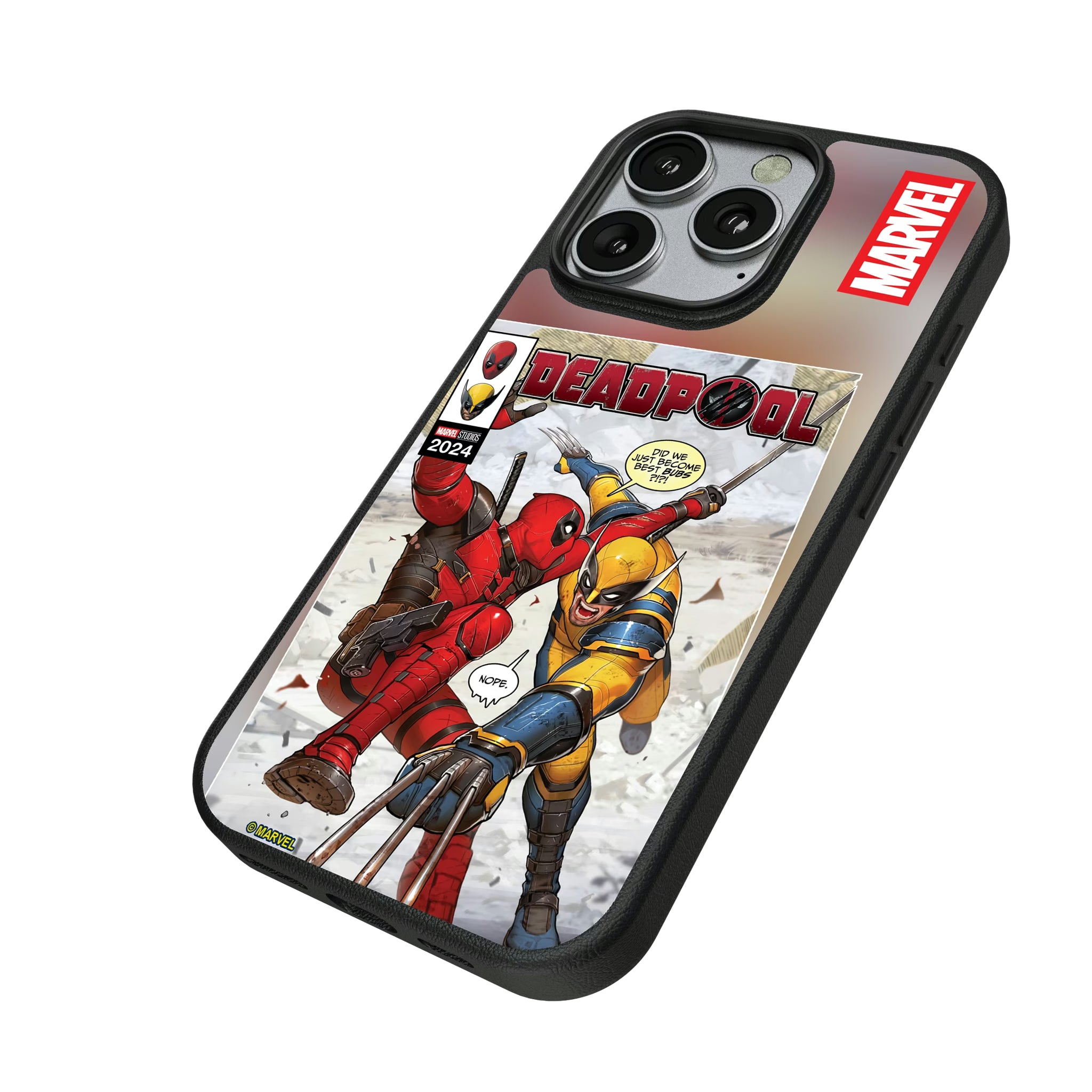 Marvel Deadpool Wolverine Cover Art iPhone MagSafe Compatible Phone Case for Apple iPhone - Isometric View