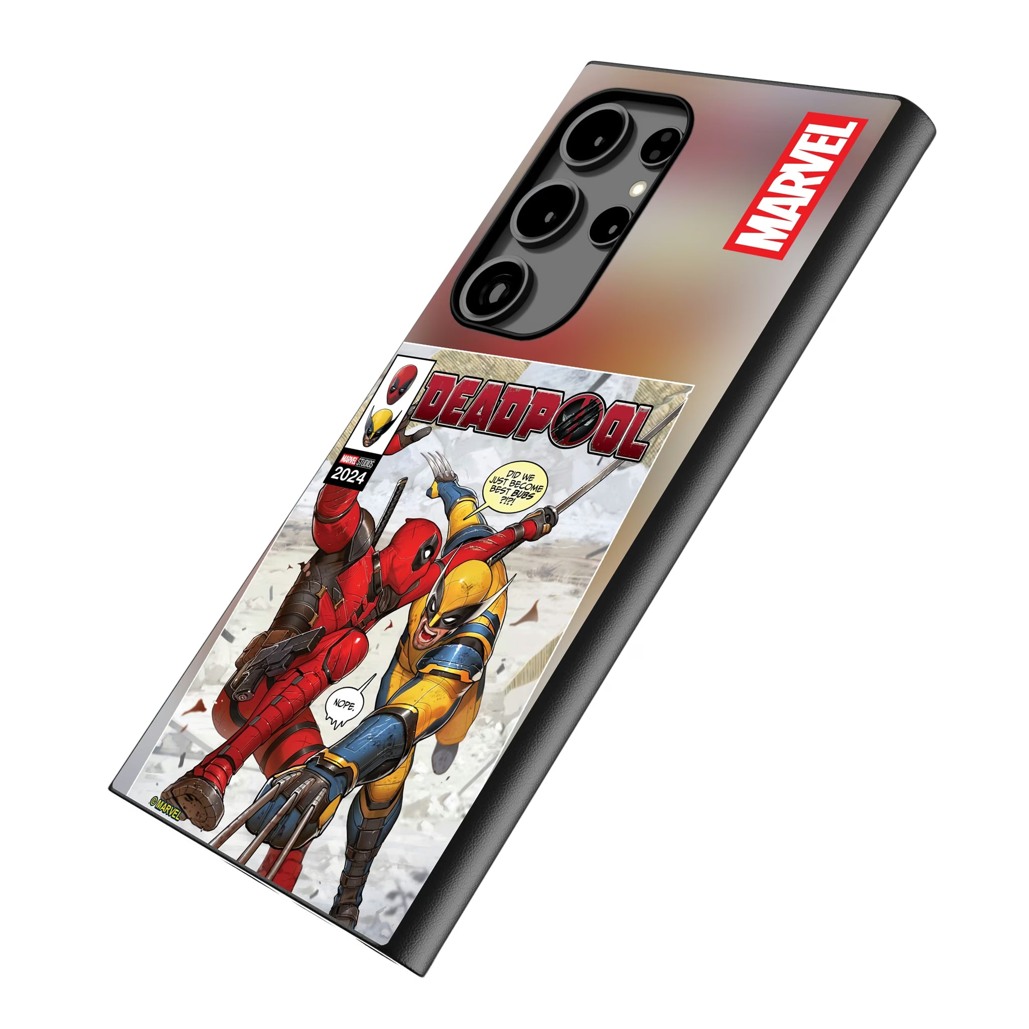 Marvel Deadpool Wolverine Cover Art Galaxy MagSafe Compatible Phone Case for Samsung Galaxy - Isometric View