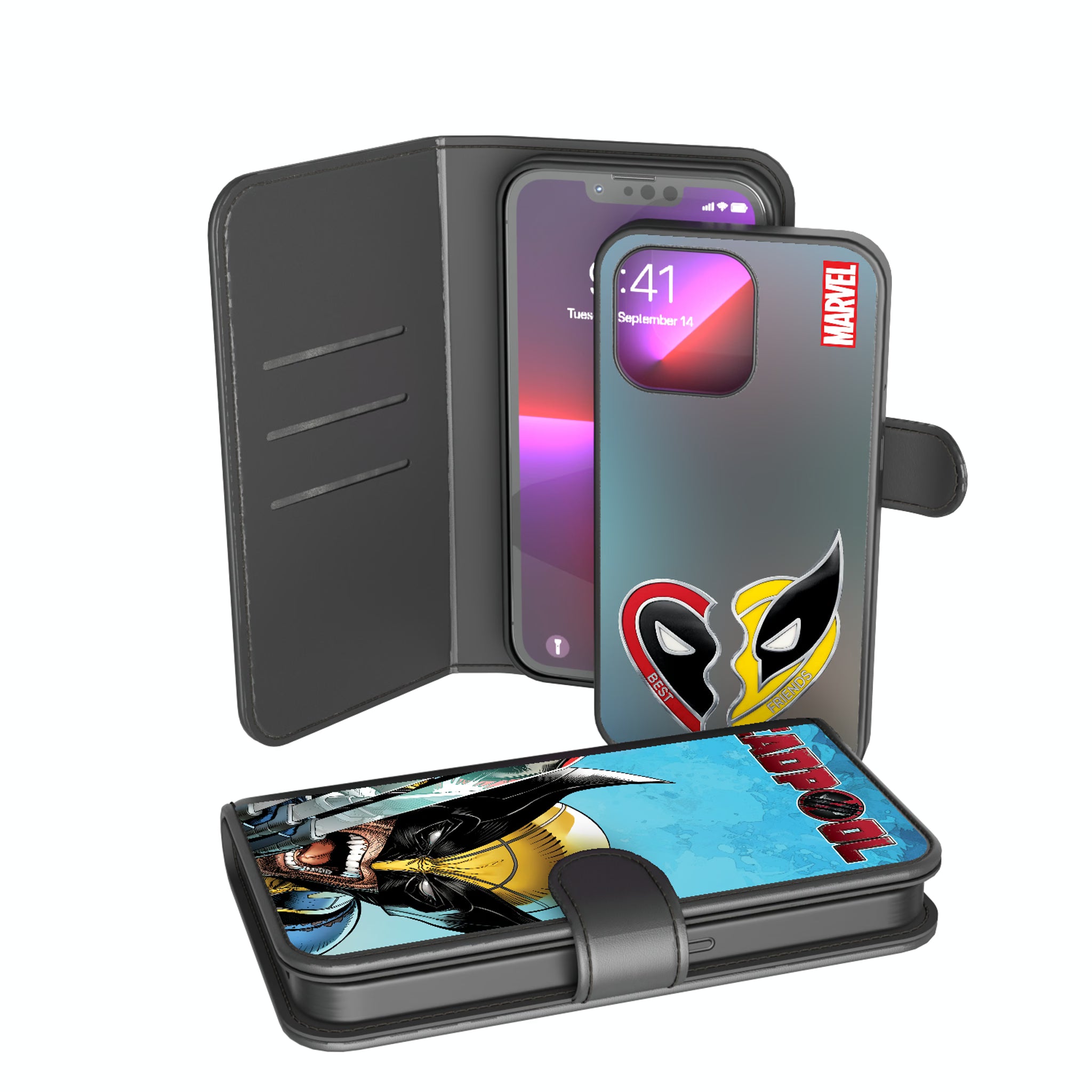 Marvel Deadpool Wolverine Cover Art iPhone Wallet Phone Case for Apple iPhone