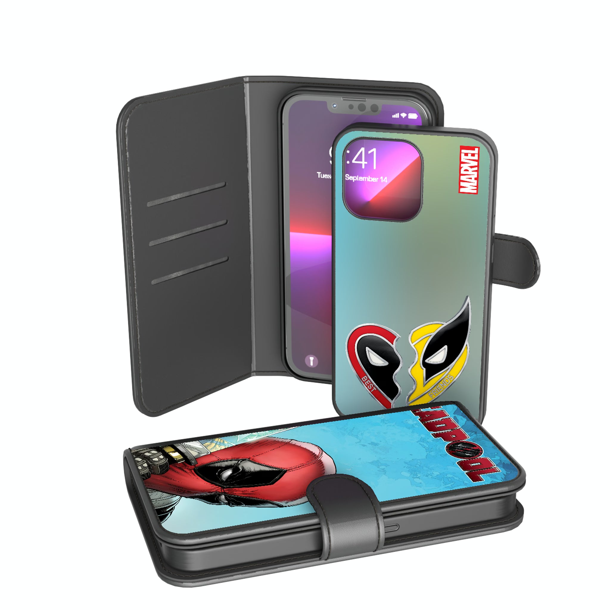 Marvel Deadpool Wolverine Cover Art iPhone Wallet Phone Case for Apple iPhone