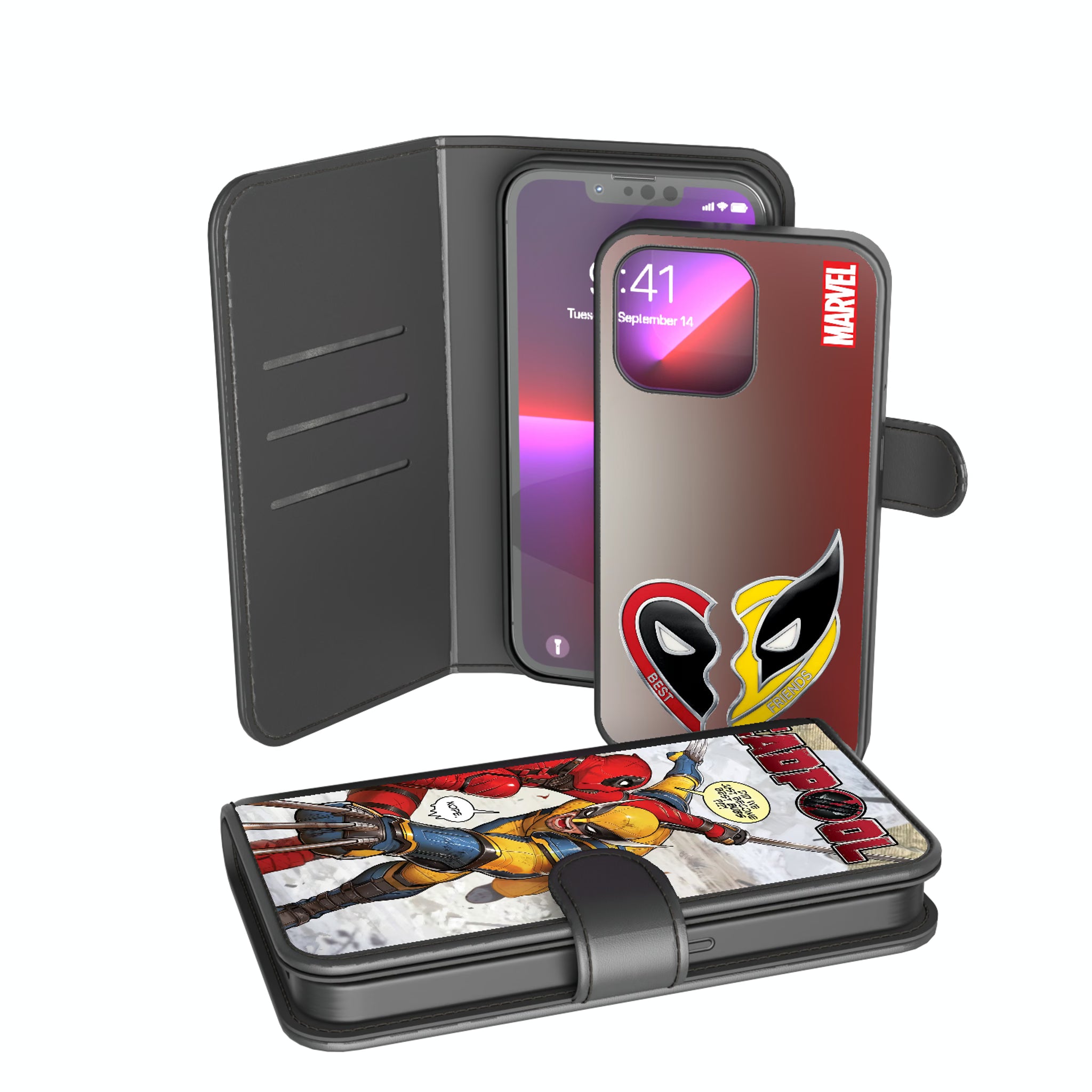 Marvel Deadpool Wolverine Cover Art iPhone Wallet Phone Case for Apple iPhone
