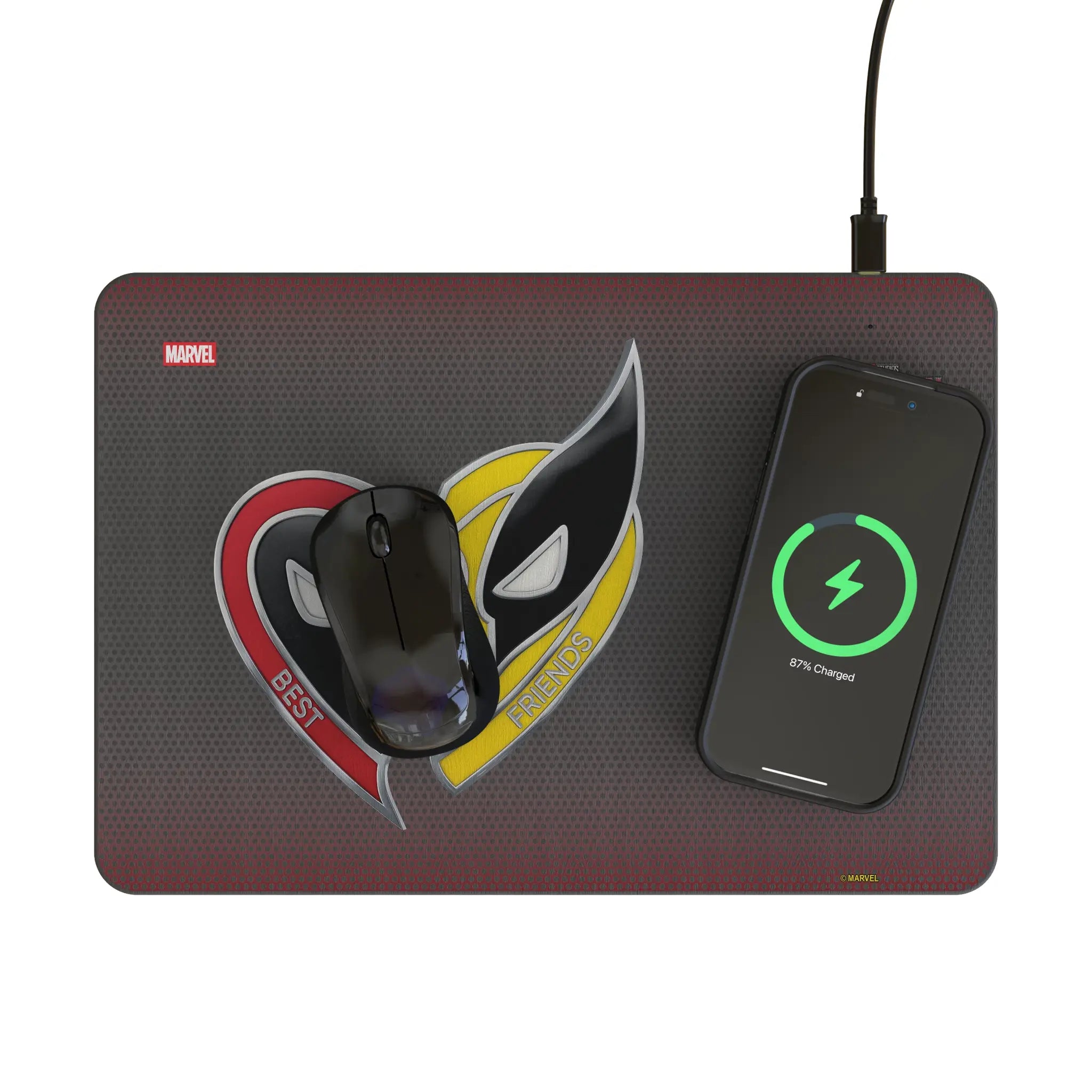 Marvel Deadpool Wolverine Grid 15-Watt Wireless Charger and Mouse Pad - Lifestyle