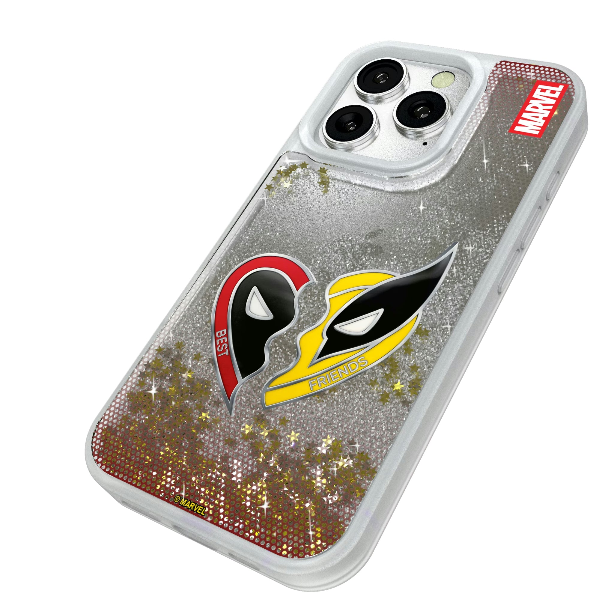 Marvel Deadpool Wolverine Grid iPhone Glitter Phone Case for Apple iPhone - Isometric View#Device_iPhone 16 Pro