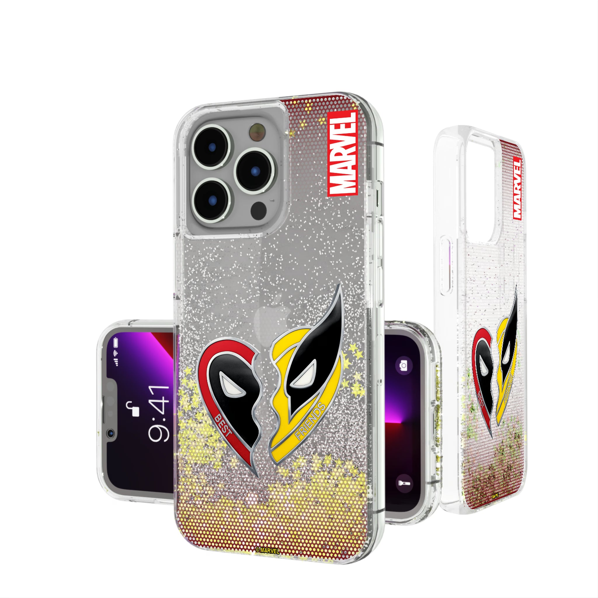 Marvel Deadpool Wolverine Grid iPhone Glitter Phone Case for Apple iPhone