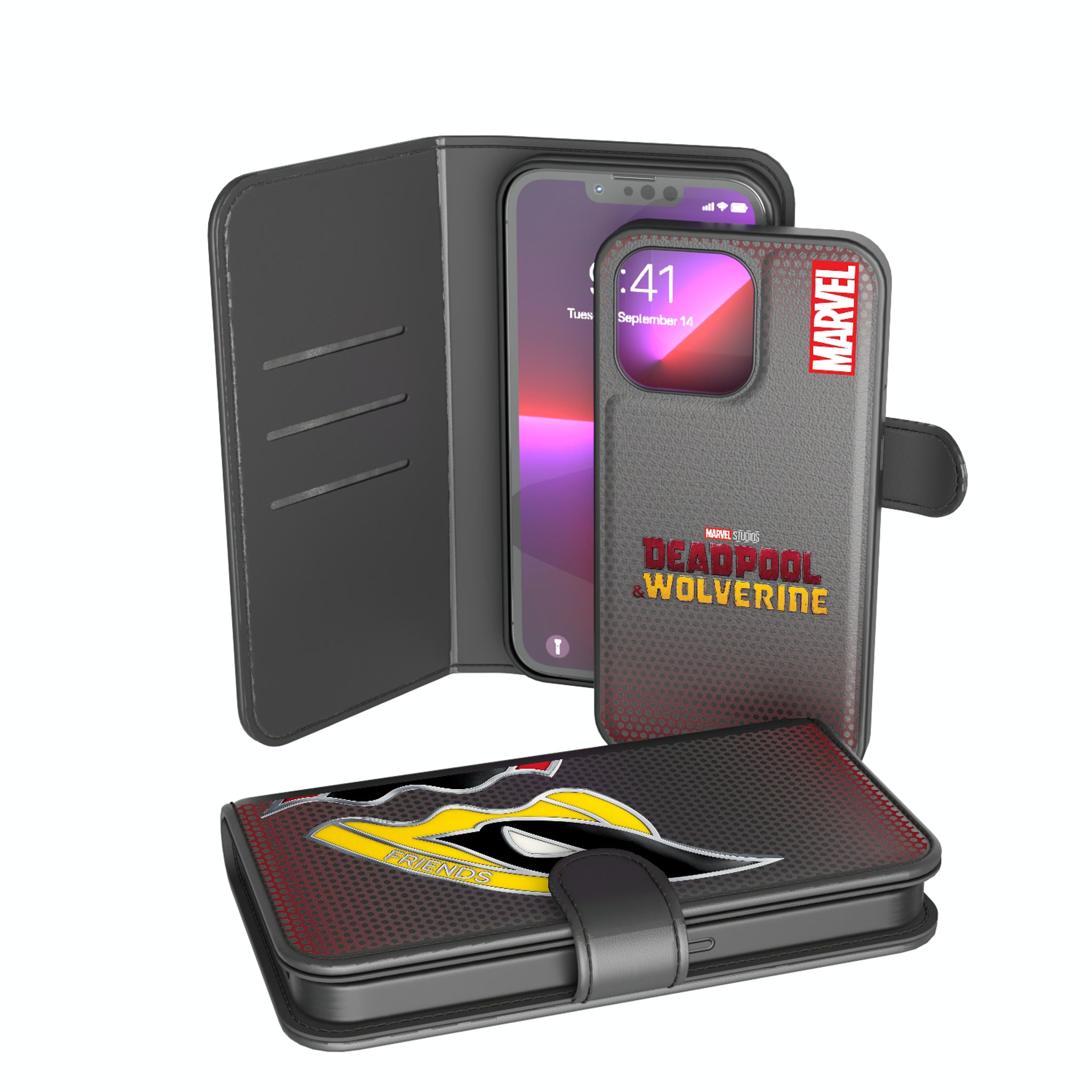 Marvel Deadpool Wolverine Grid iPhone Wallet Phone Case for Apple iPhone