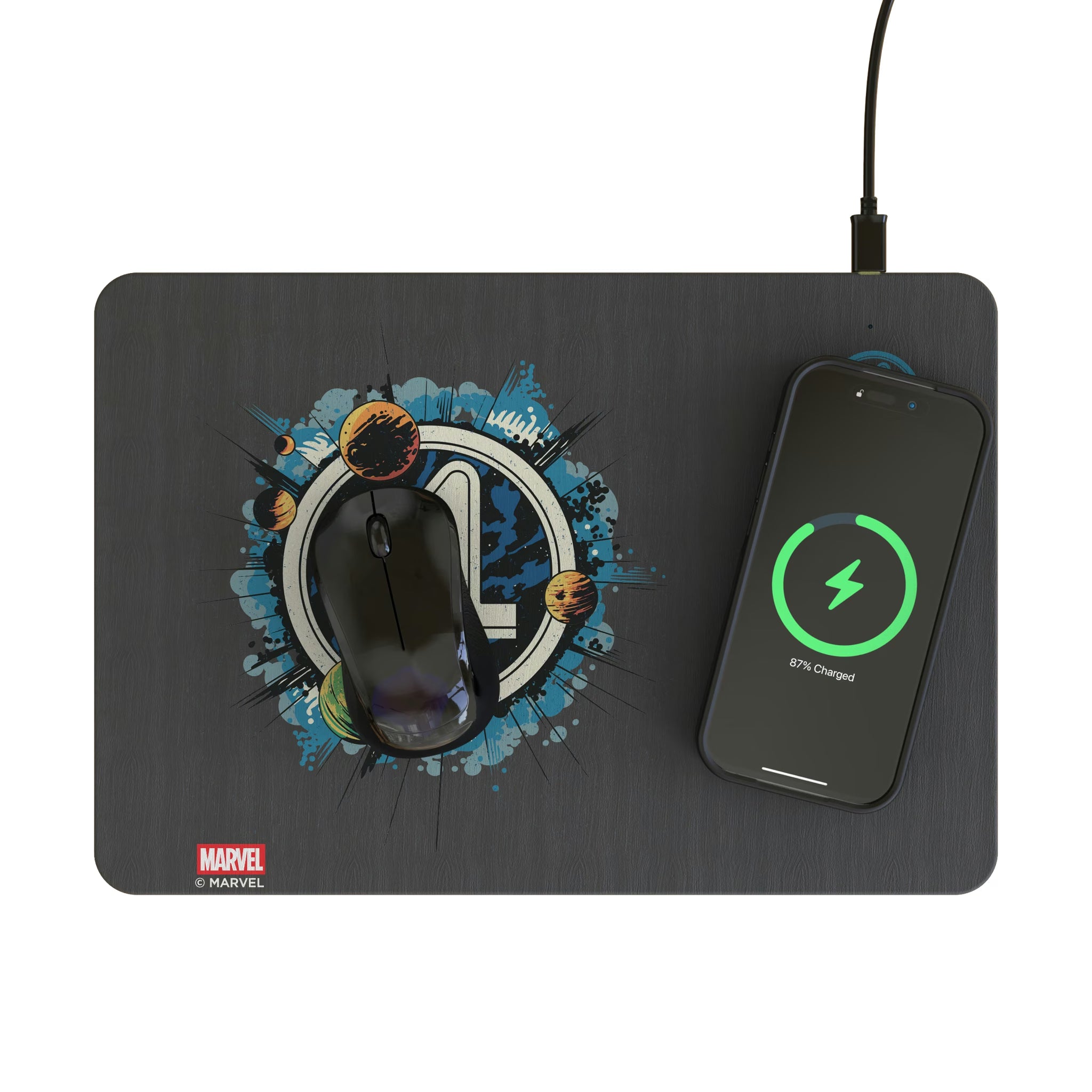 Marvel Fantastic Four Badge 15-Watt Wireless Charger and Mouse Pad - Lifestyle