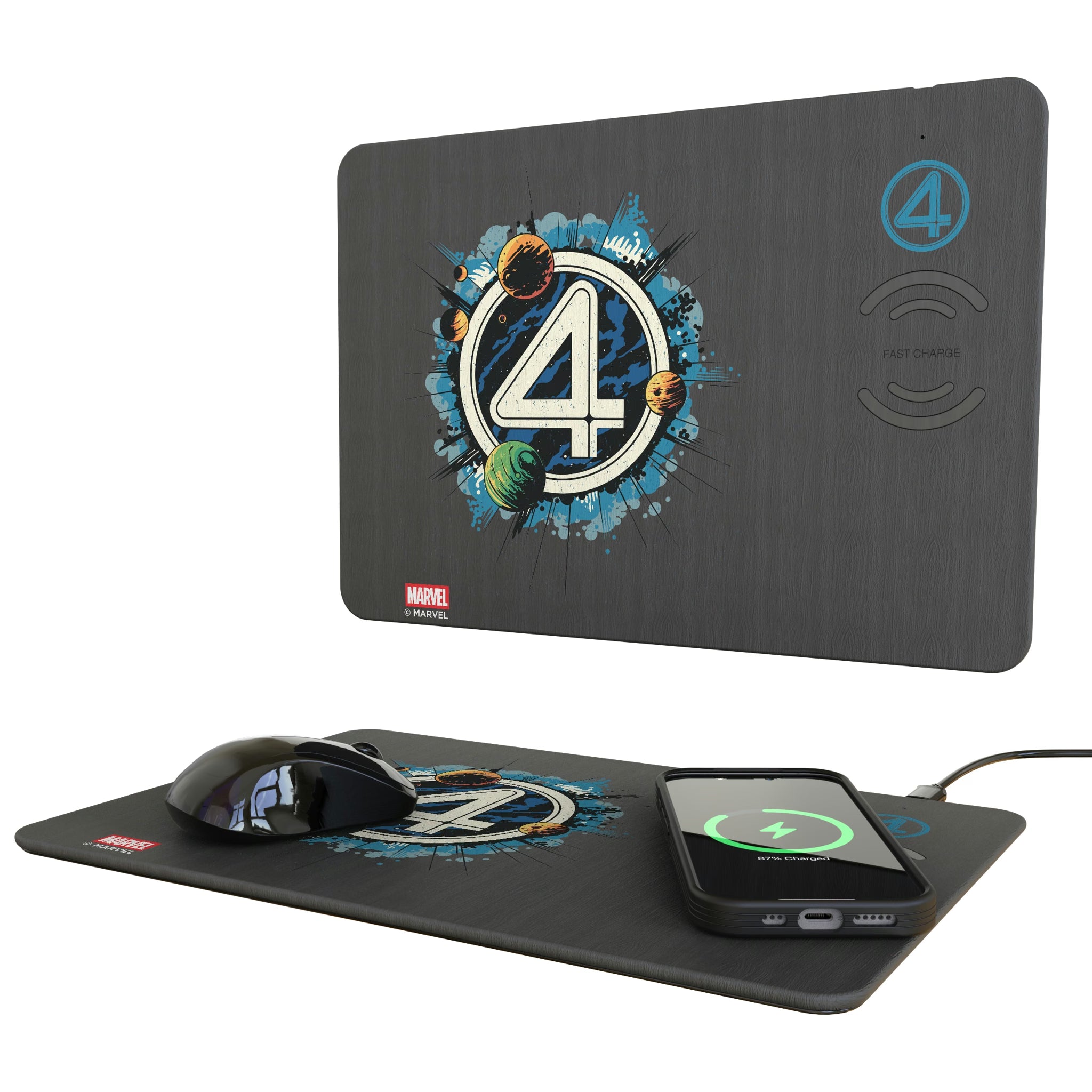 Marvel Fantastic Four Badge 15-Watt Wireless Charger and Mouse Pad