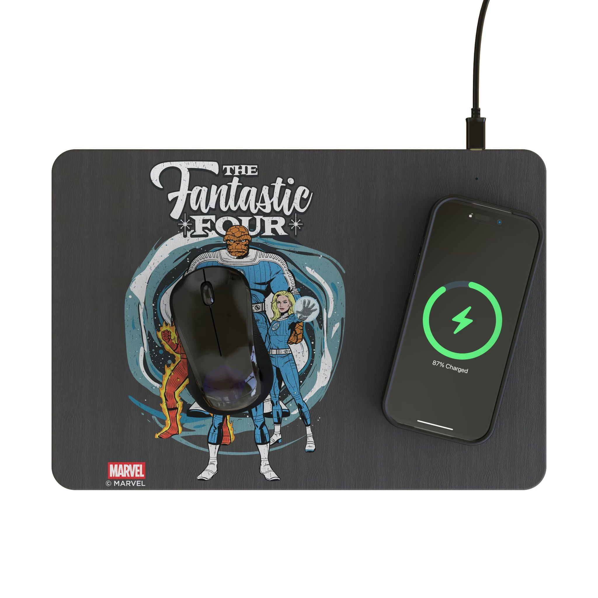 Marvel Fantastic Four Badge 15-Watt Wireless Charger and Mouse Pad - Lifestyle