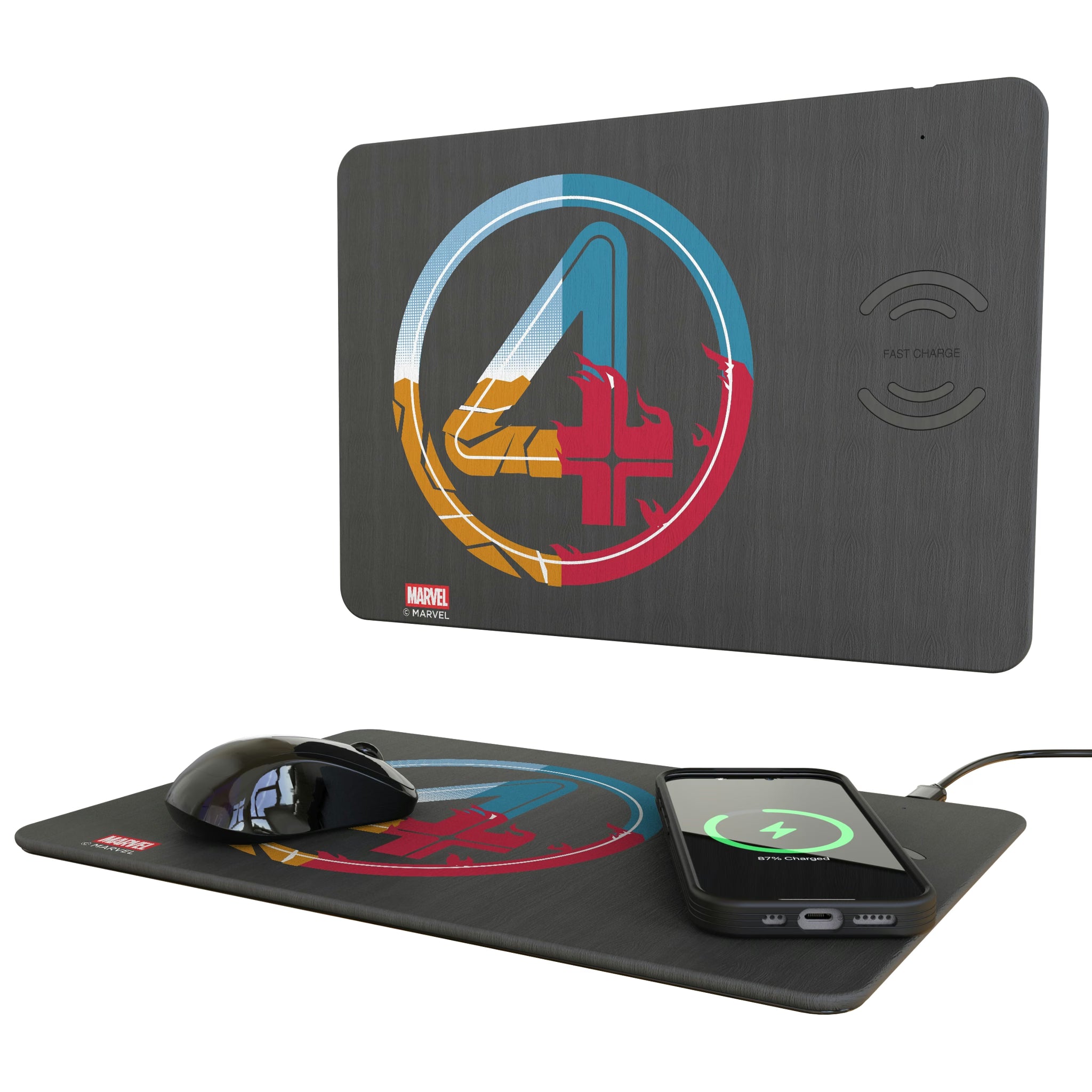 Marvel Fantastic Four Badge 15-Watt Wireless Charger and Mouse Pad