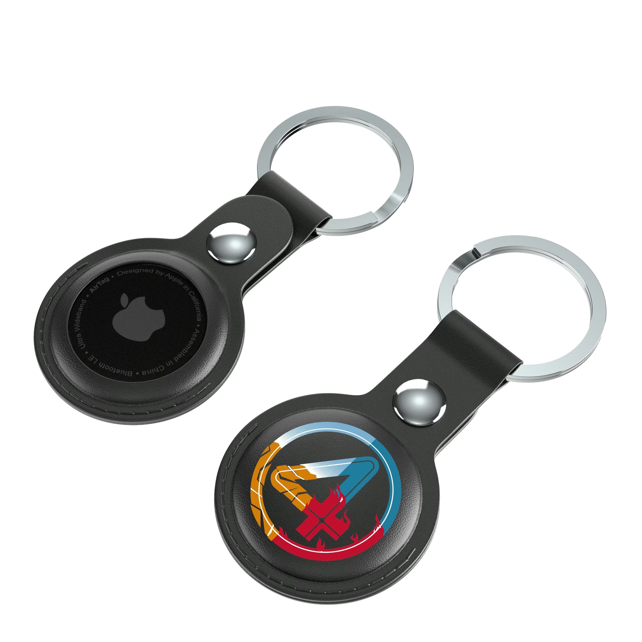 Marvel Fantastic Four Badge AirTag Black Airtag Holder 2-Pack - Isometric View