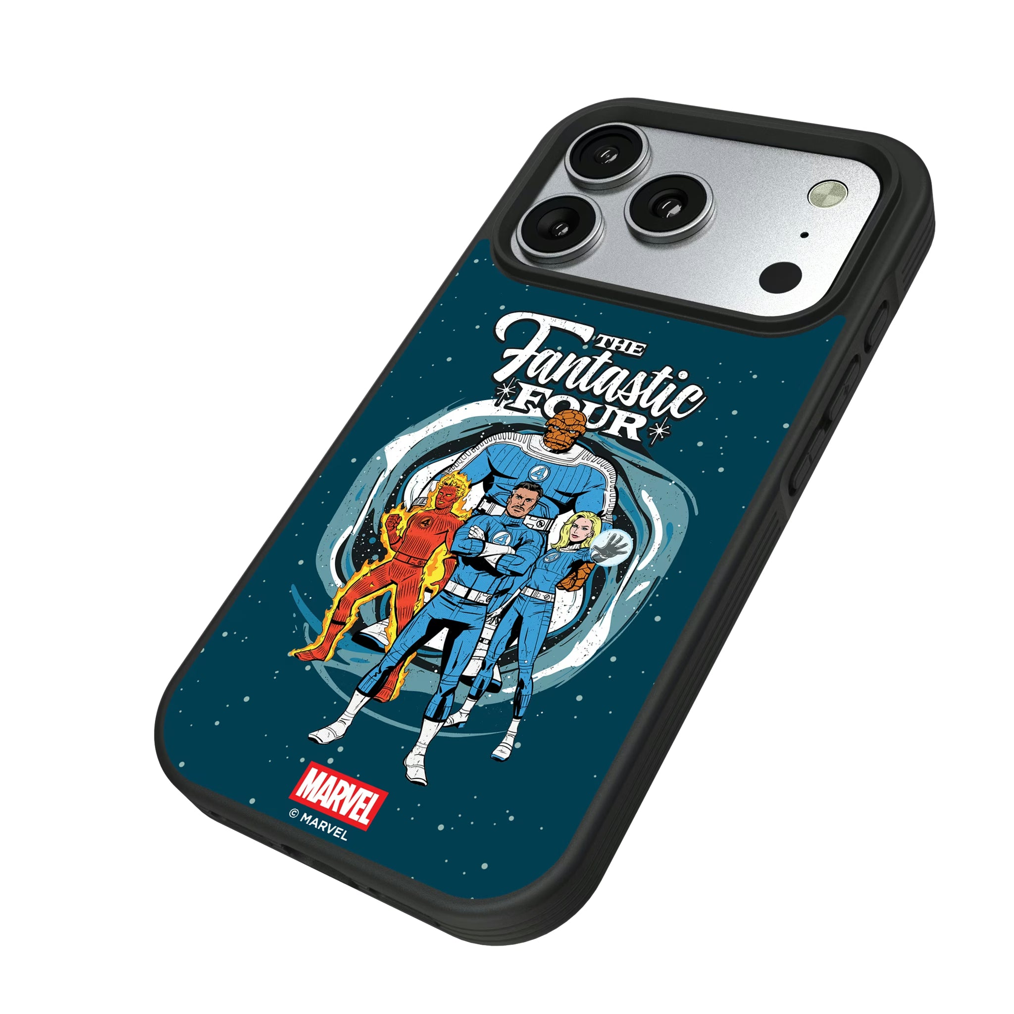 Marvel Fantastic Four Badge iPhone Bump Phone Case for Apple iPhone - Isometric View#Device_iPhone 17 Pro