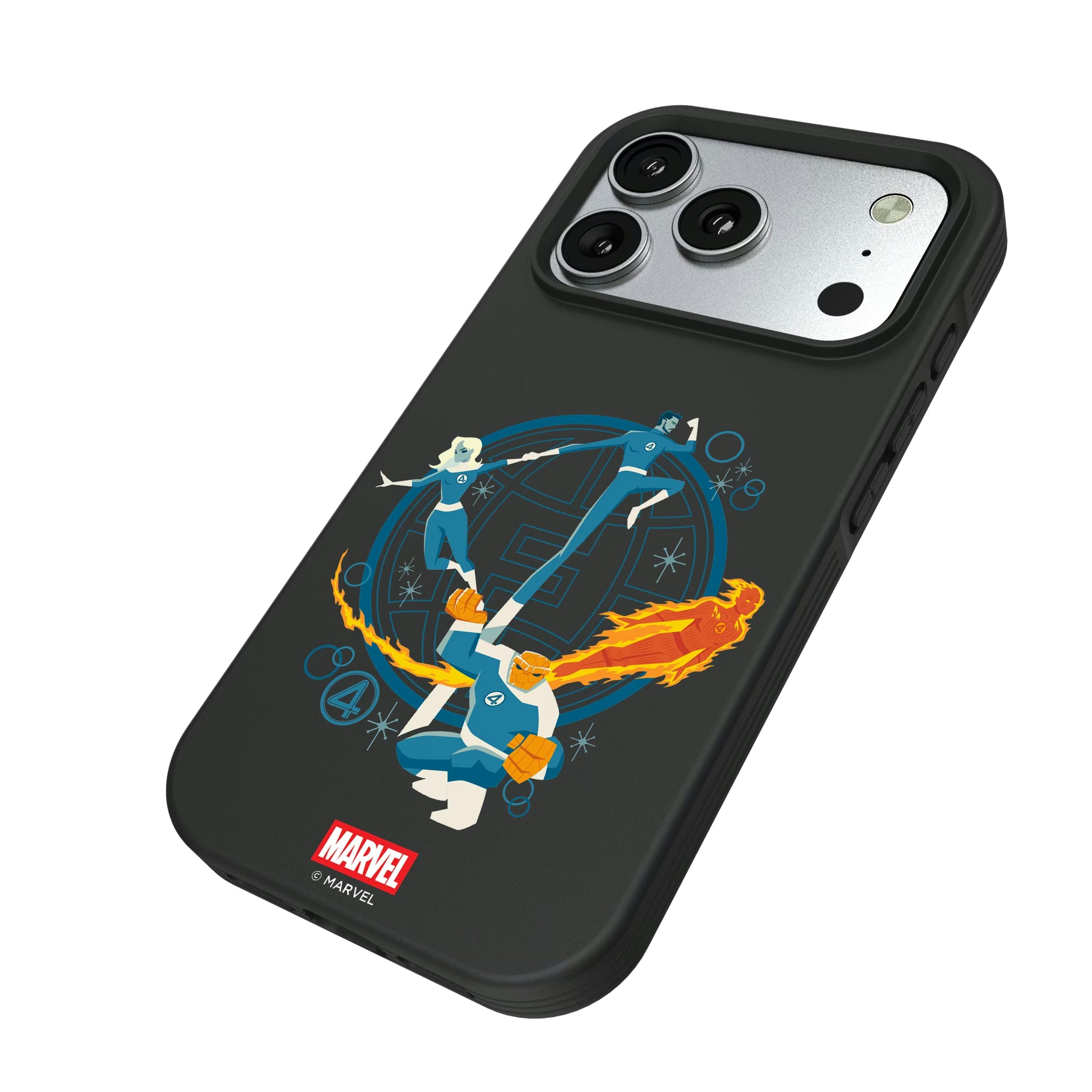 Marvel Fantastic Four Badge iPhone Bump Phone Case for Apple iPhone - Isometric View#Device_iPhone 17 Pro