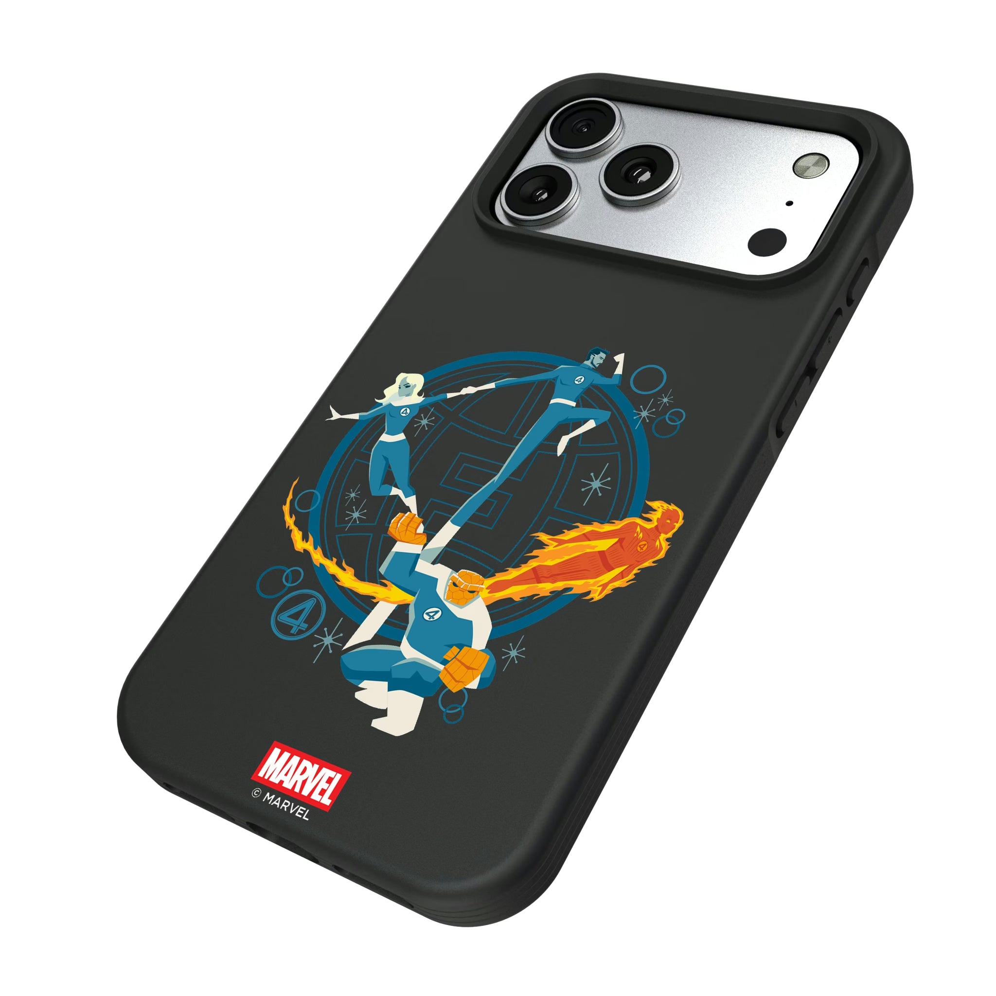 Marvel Fantastic Four Badge iPhone Bump Phone Case for Apple iPhone - Isometric View#Device_iPhone 17 Pro Max