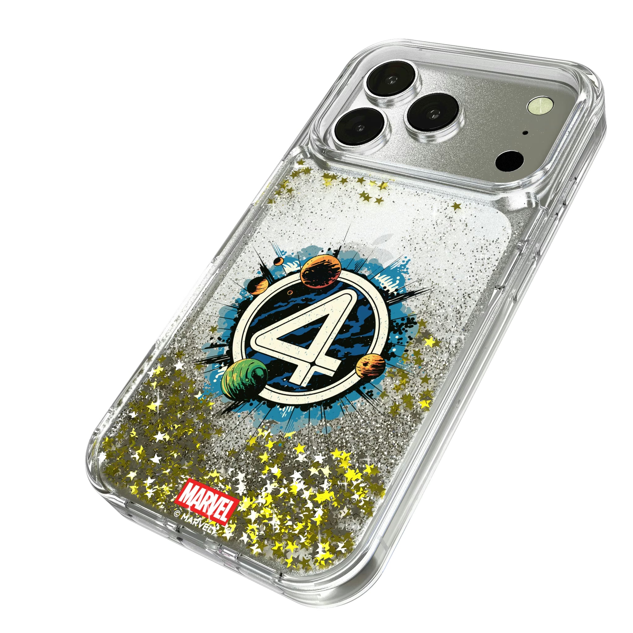 Marvel Fantastic Four Badge iPhone Glitter Phone Case for Apple iPhone - Isometric View