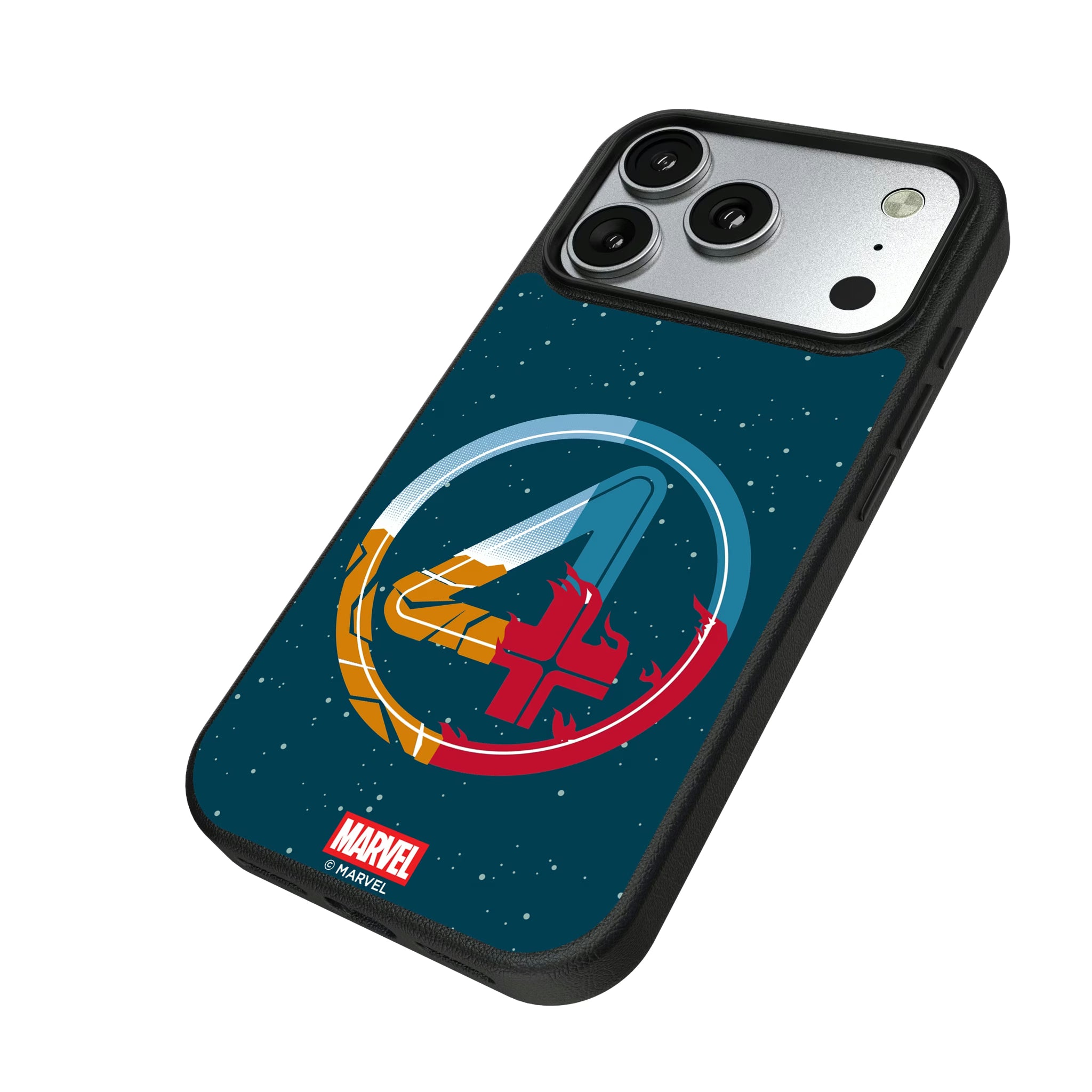 Marvel Fantastic Four Badge iPhone MagSafe Compatible Phone Case for Apple iPhone - Isometric View#Device_iPhone 17 Pro