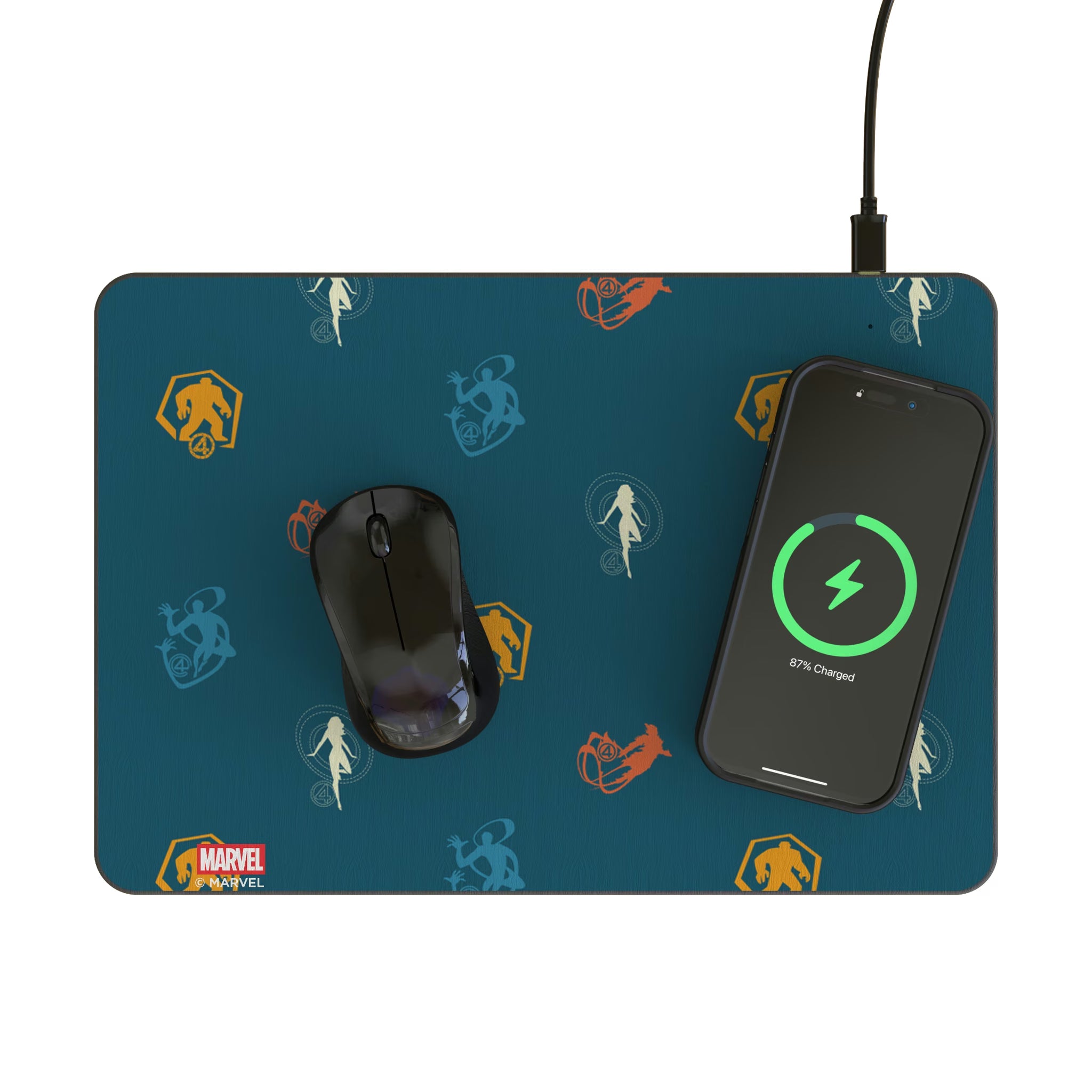 Marvel Fantastic Four Pattern 2 15-Watt Wireless Charger and Mouse Pad - Lifestyle