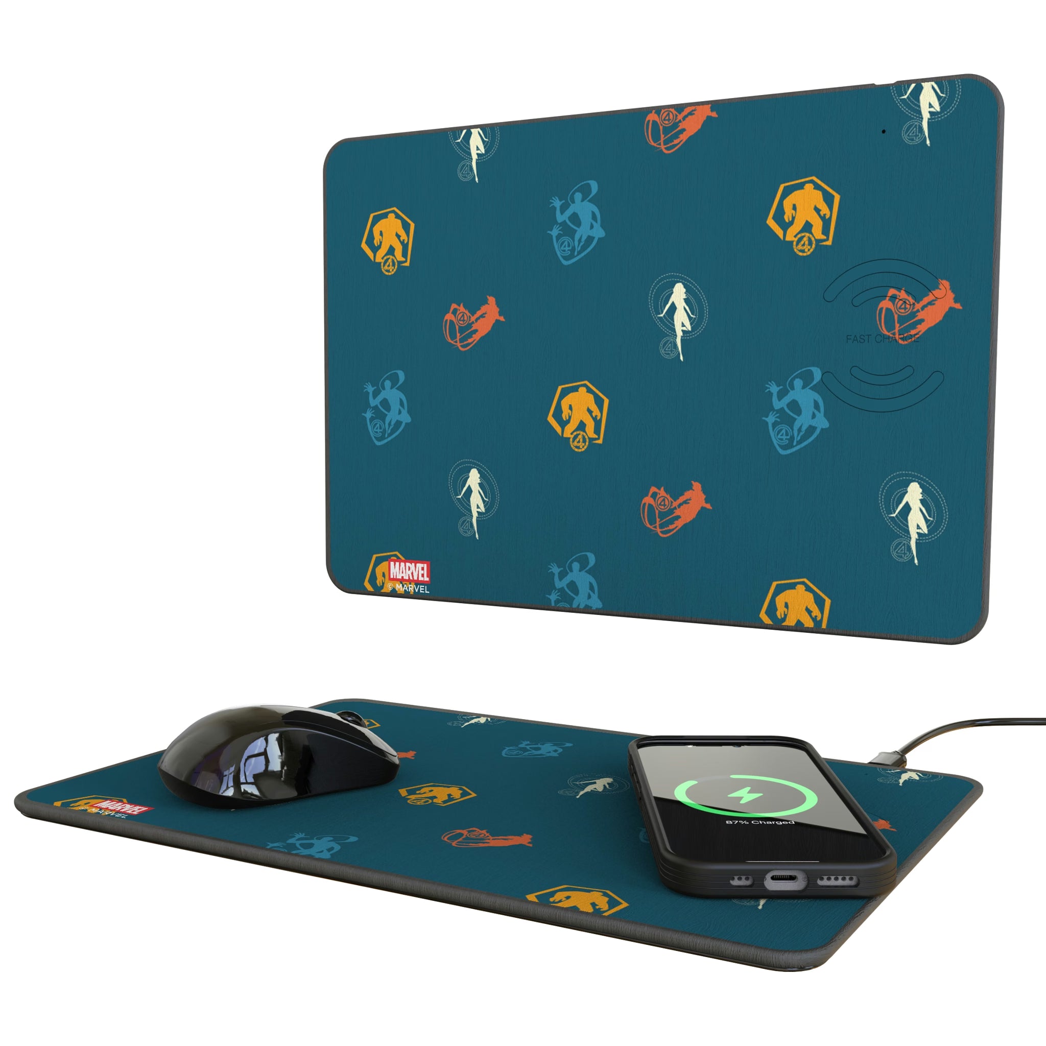 Marvel Fantastic Four Pattern 2 15-Watt Wireless Charger and Mouse Pad
