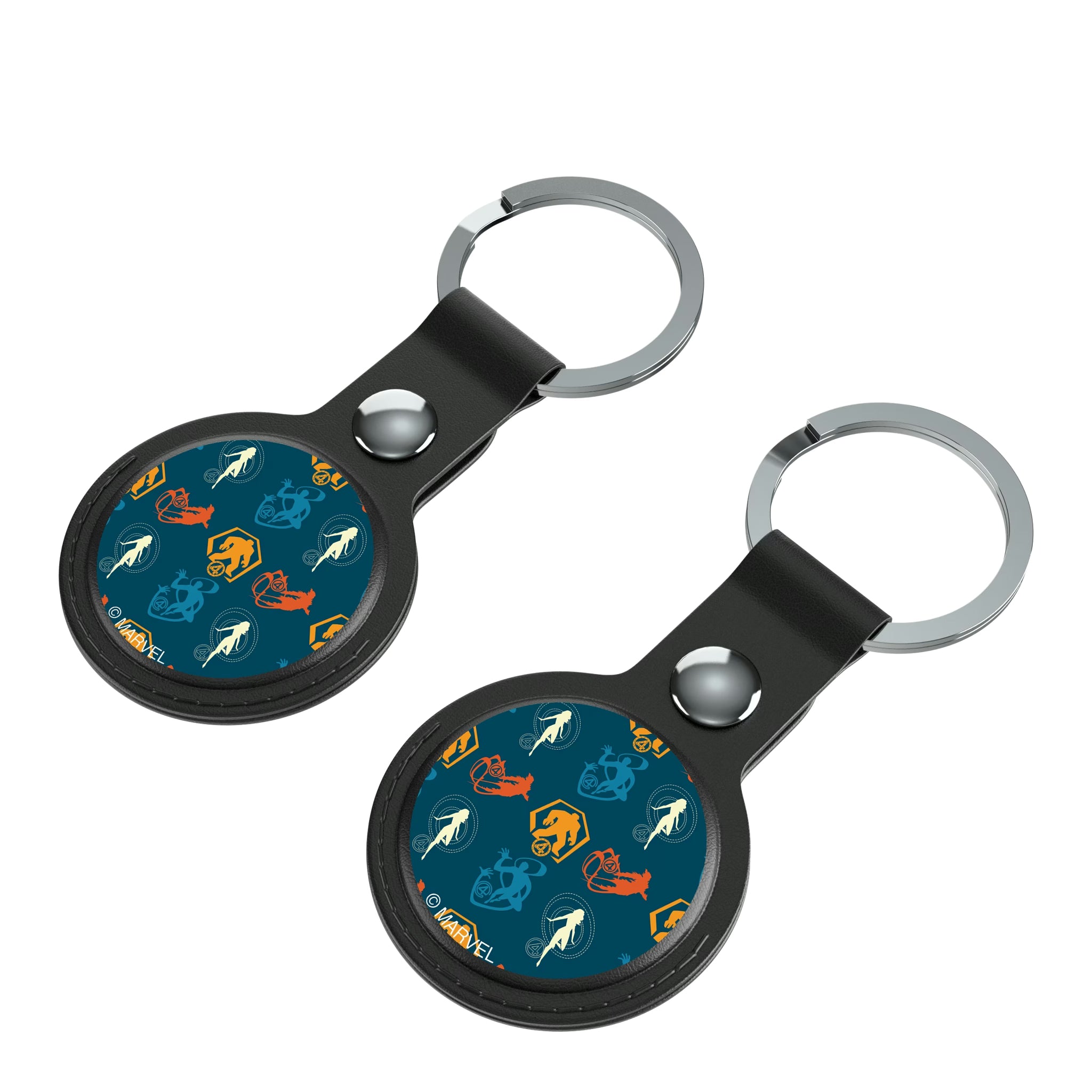 Marvel Fantastic Four Pattern 2 AirTag Black Airtag Holder 2-Pack - Isometric View