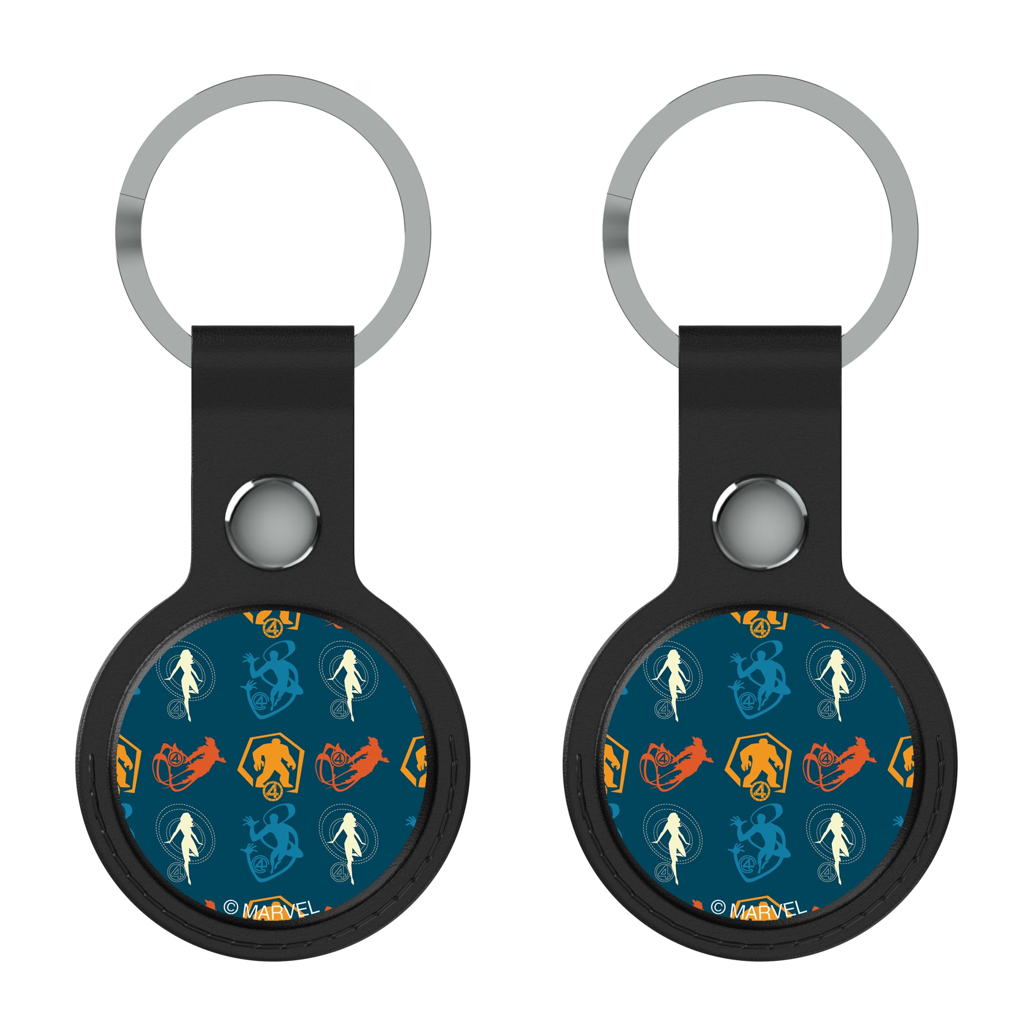 Marvel Fantastic Four Pattern 2 AirTag Black Airtag Holder 2-Pack