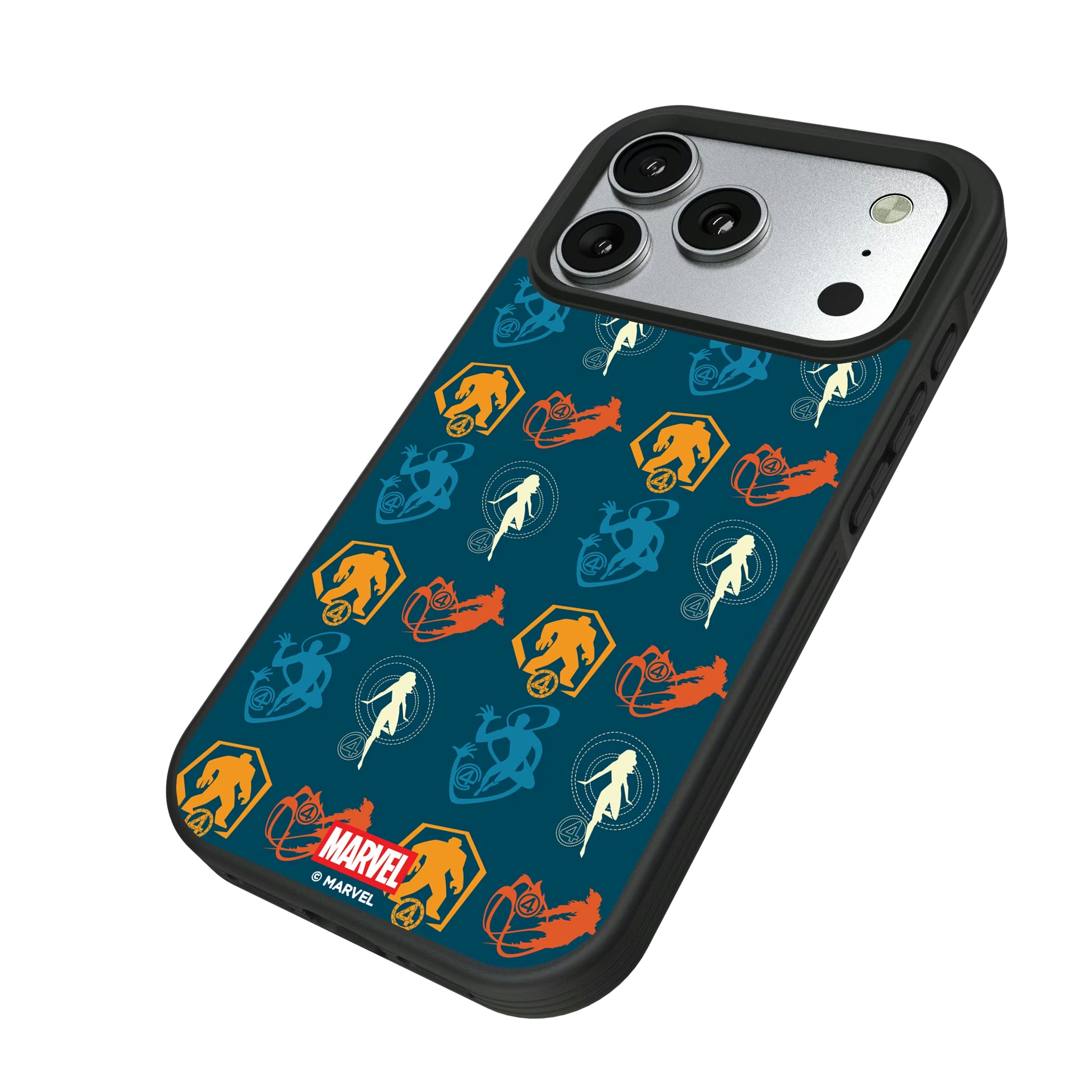 Marvel Fantastic Four Pattern 2 iPhone Bump Phone Case for Apple iPhone - Isometric View#Device_iPhone 17 Pro