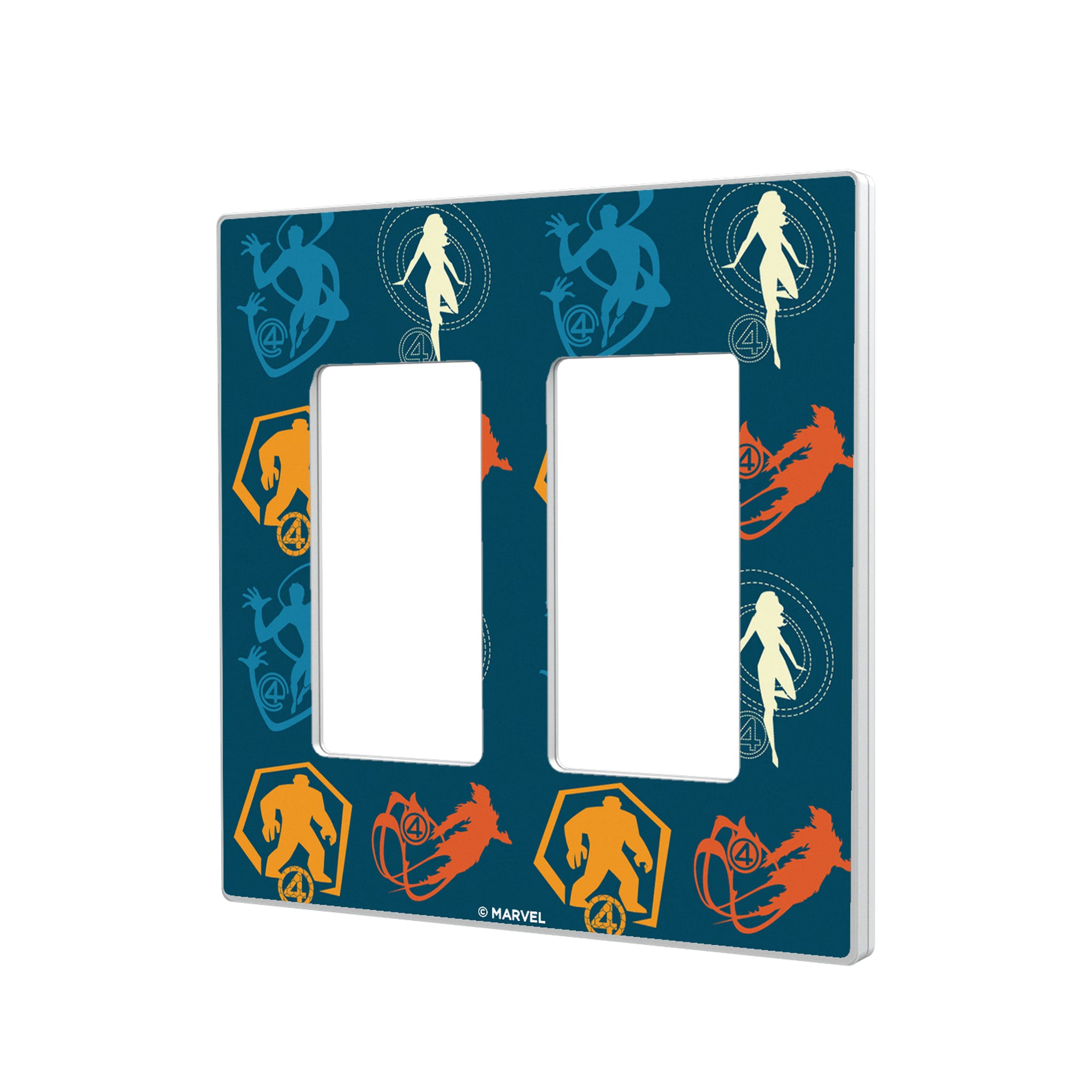 Marvel Fantastic Four Pattern 2 Hidden-Screw Light Switch Plate#Style_Double Rocker