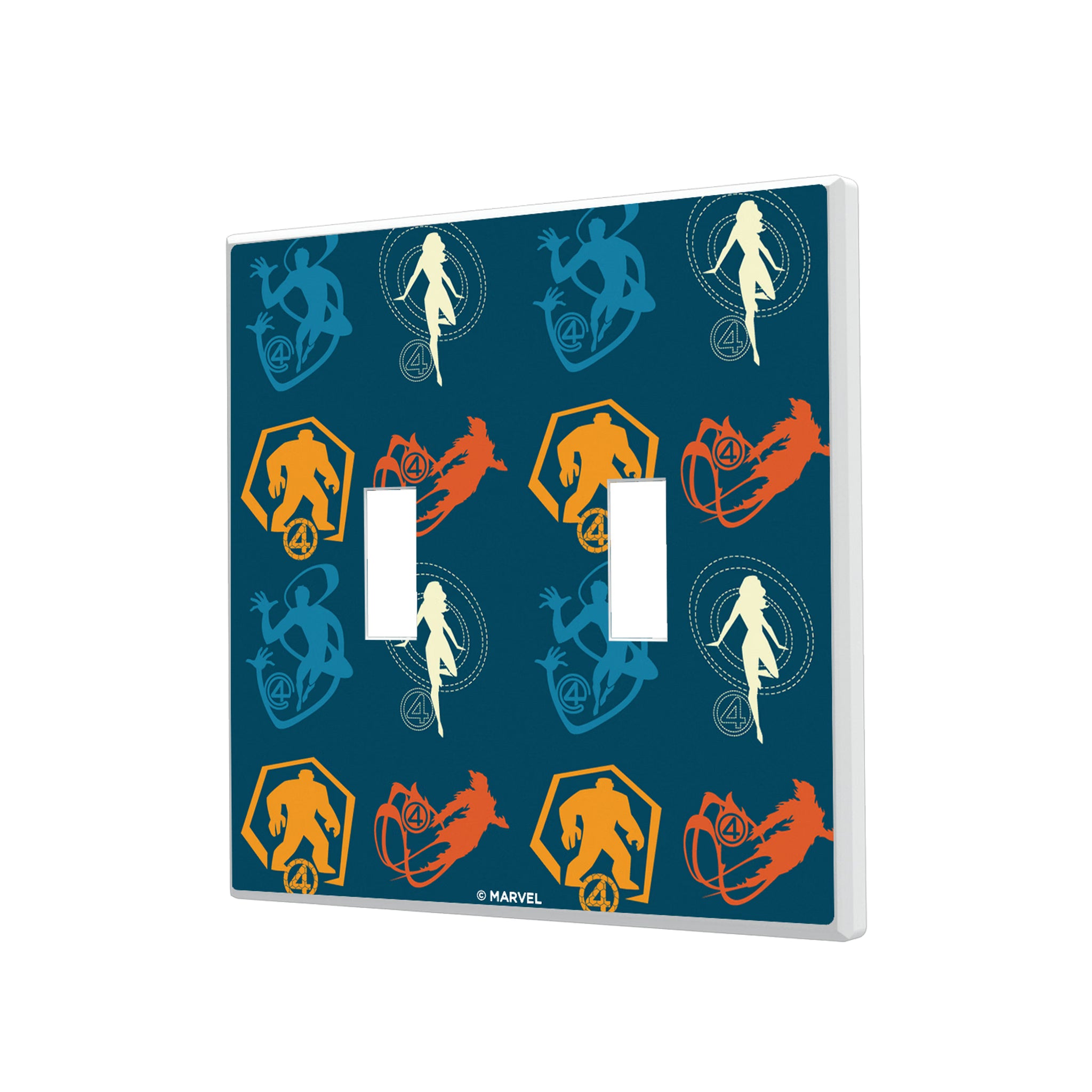 Marvel Fantastic Four Pattern 2 Hidden-Screw Light Switch Plate#Style_Double Toggle