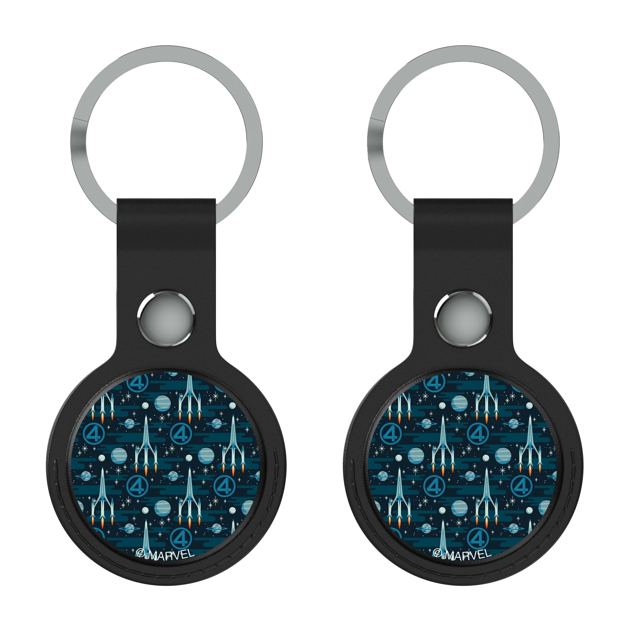 Marvel Fantastic Four Pattern AirTag Black Airtag Holder 2-Pack