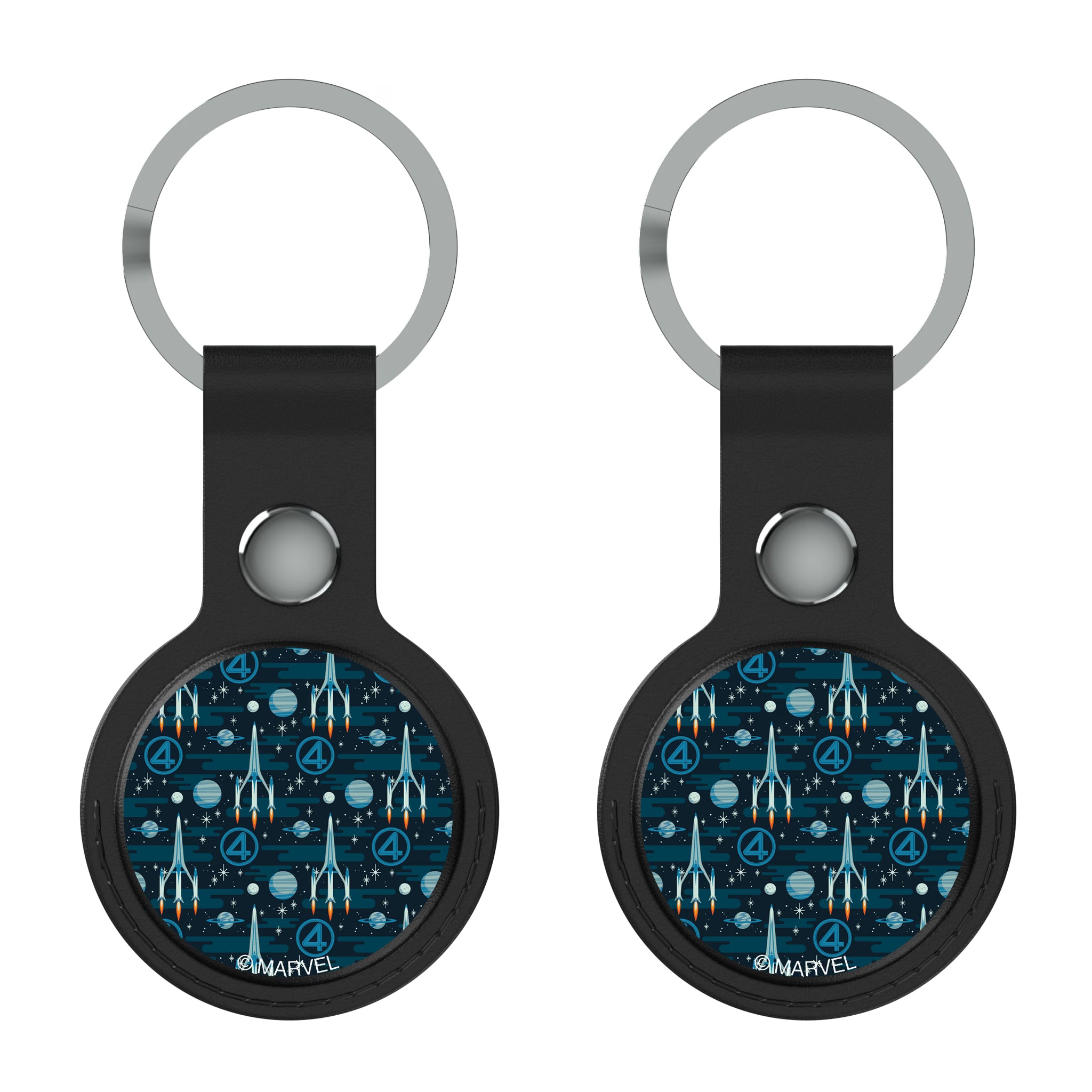 Marvel Fantastic Four Pattern AirTag Black Airtag Holder 2-Pack