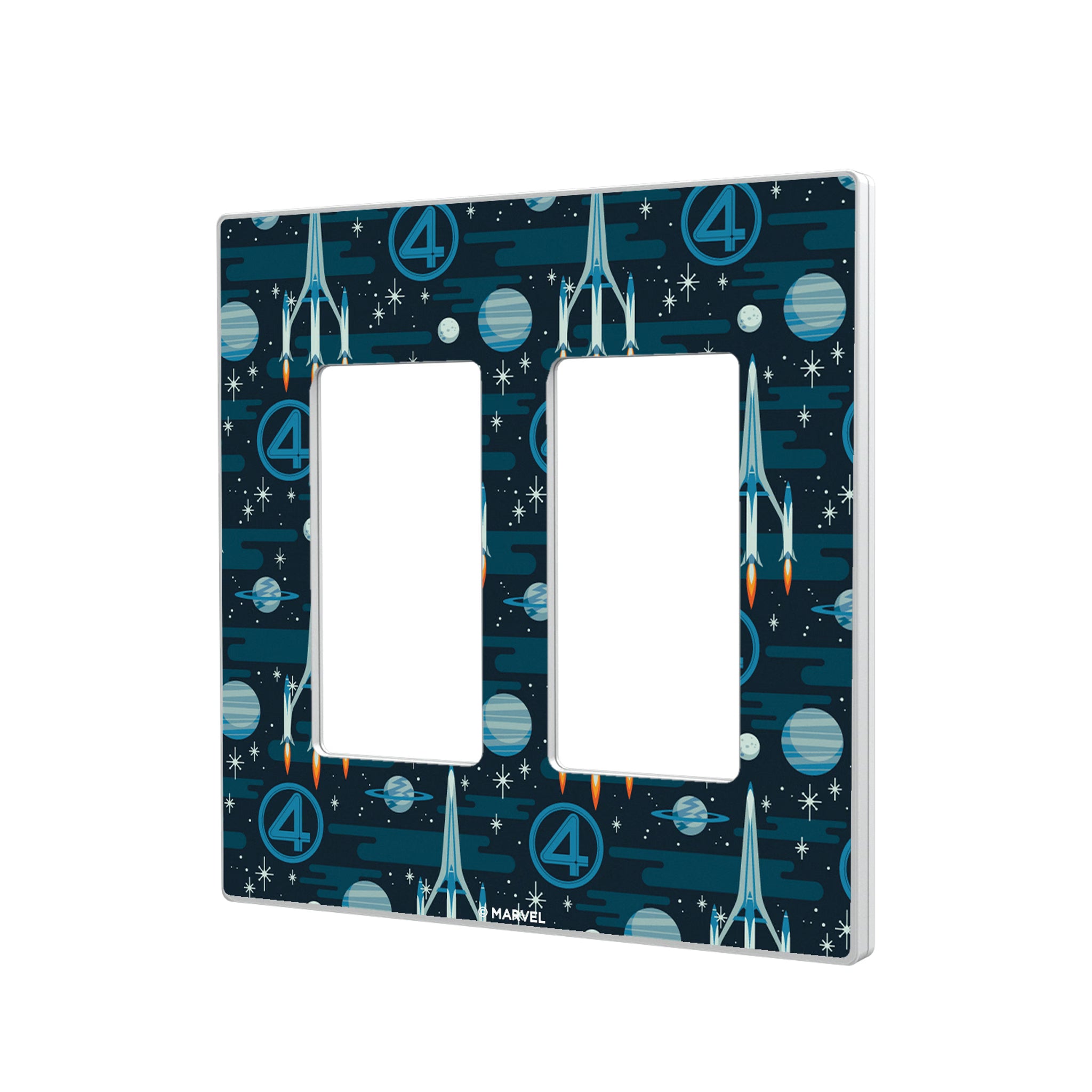 Marvel Fantastic Four Pattern Hidden-Screw Light Switch Plate#Style_Double Rocker