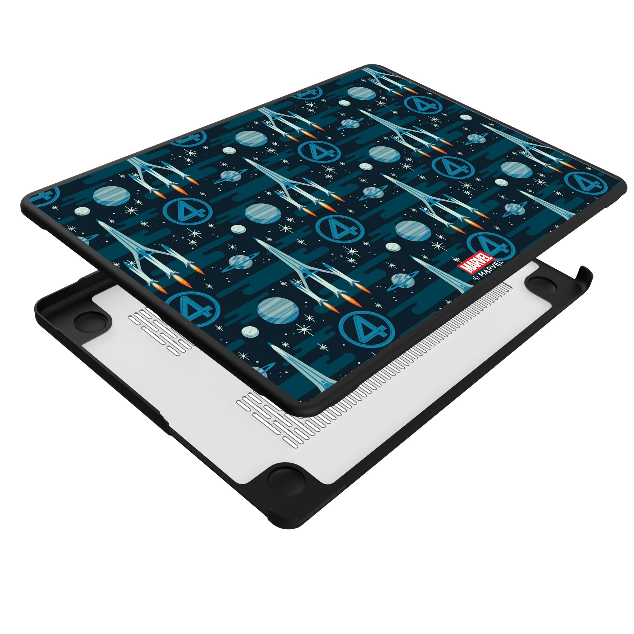 Marvel Fantastic Four Pattern MacBook Laptop Case for Apple MacBook - Isometric View#Device_MacBook Pro (14-inch, 2021) / MacBook Pro (14-inch, 2023) / MacBook Pro (14-inch, 2024)