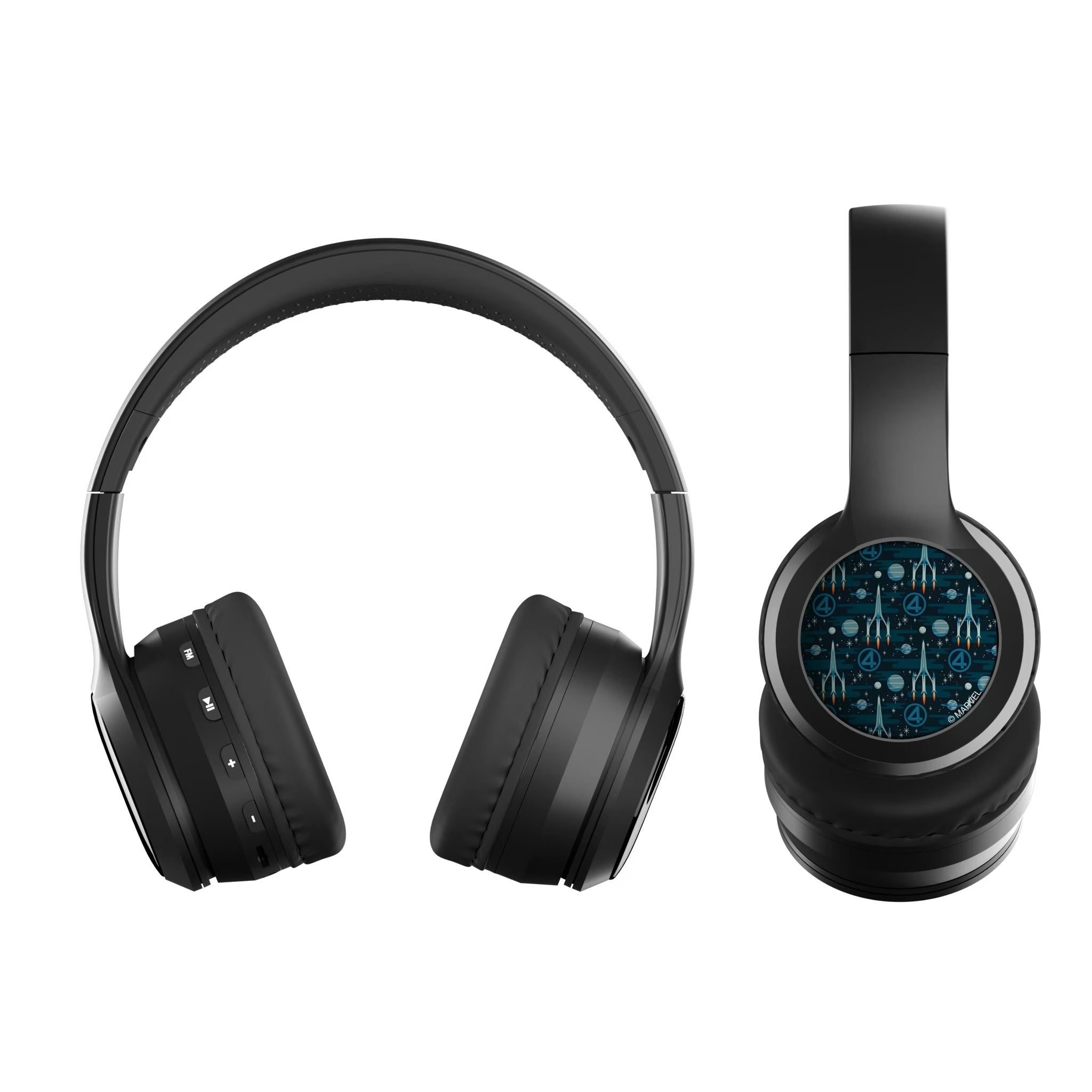 Marvel Fantastic Four Pattern Wireless Over-Ear BT Headphones With Case