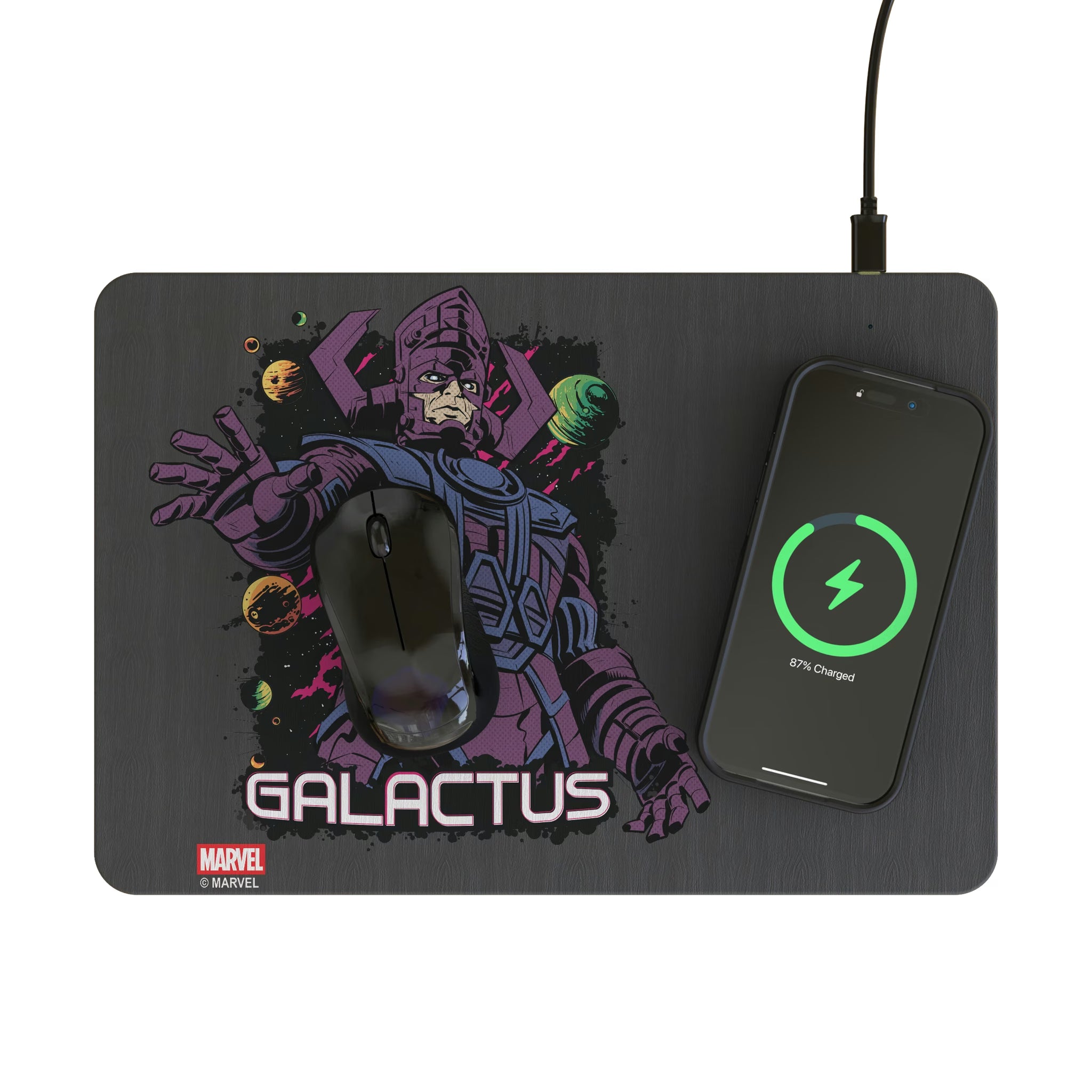 Marvel Galactus Badge 15-Watt Wireless Charger and Mouse Pad - Lifestyle