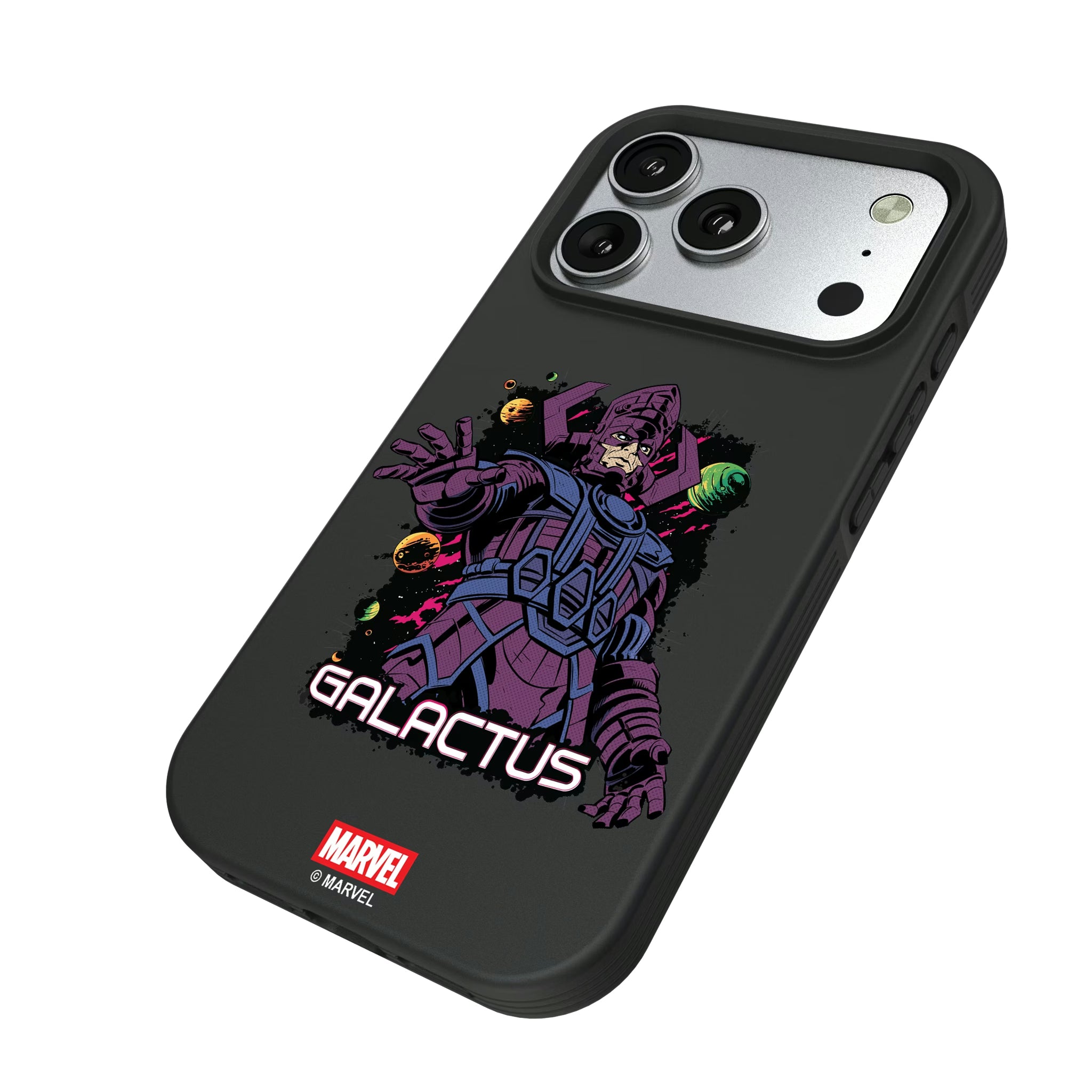 Marvel Galactus Badge iPhone Bump Phone Case for Apple iPhone - Isometric View#Device_iPhone 17 Pro