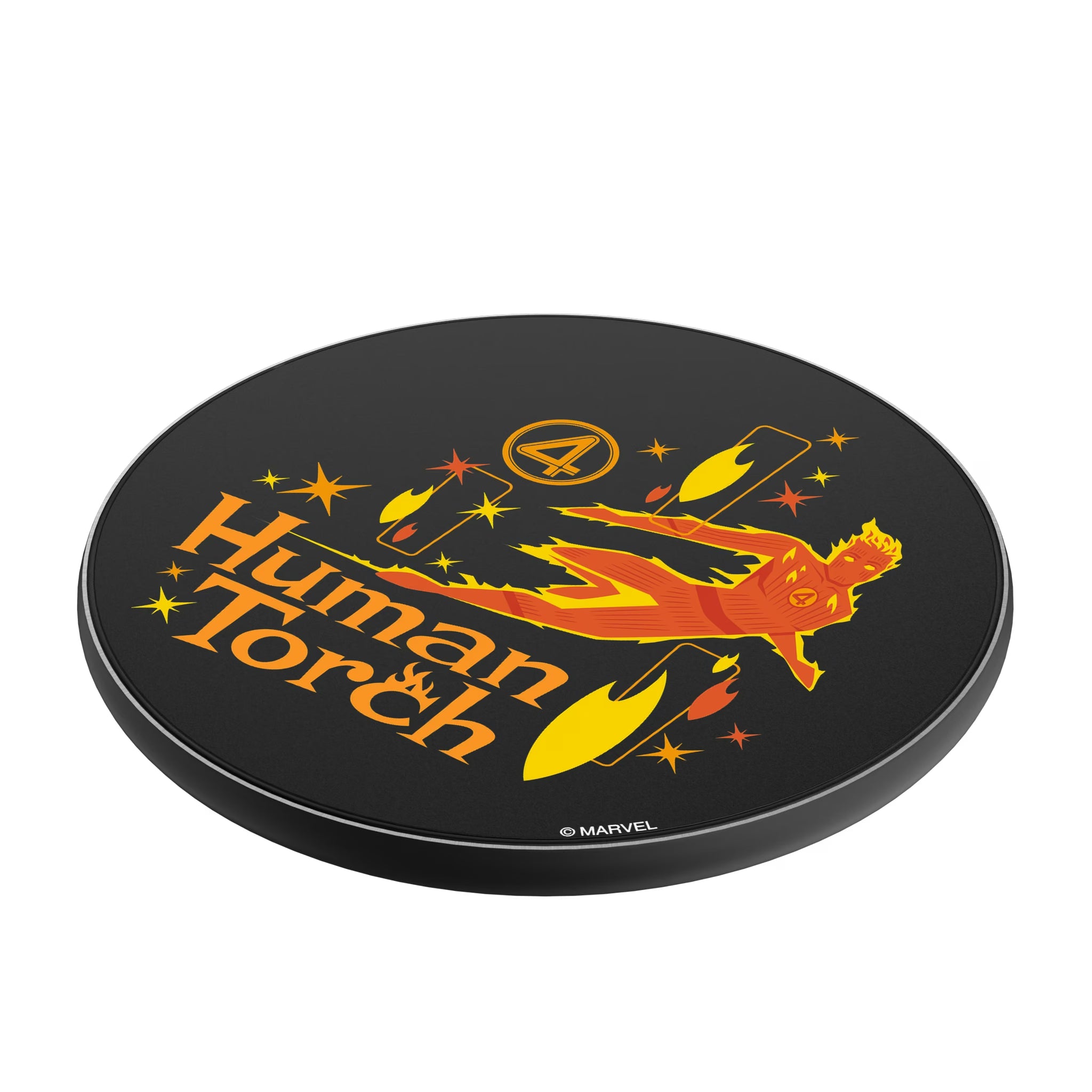 Marvel Human Torch Badge 15-Watt Wireless Charger - Isometric View