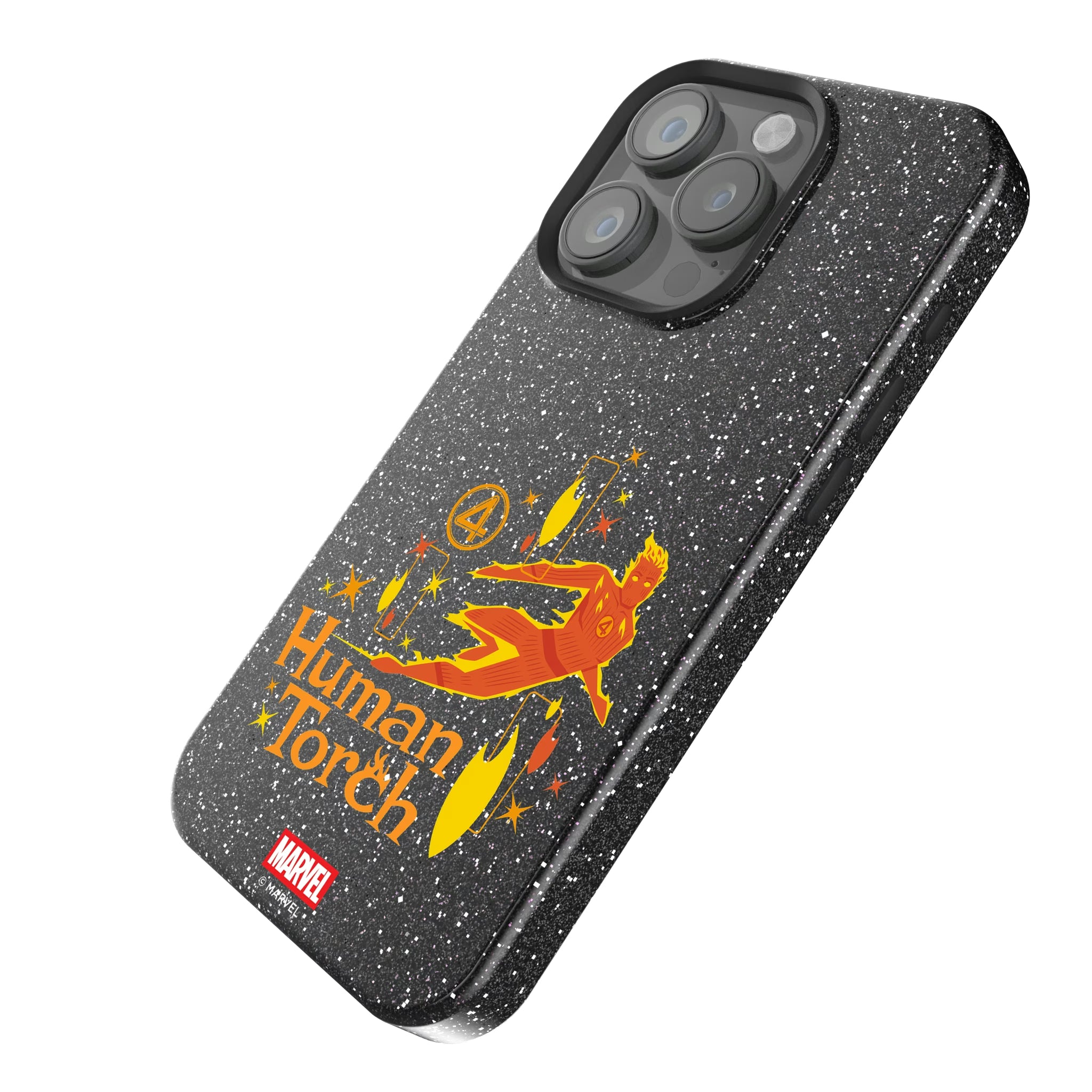 Marvel Human Torch Badge iPhone Bling Phone Case for Apple iPhone - Isometric View