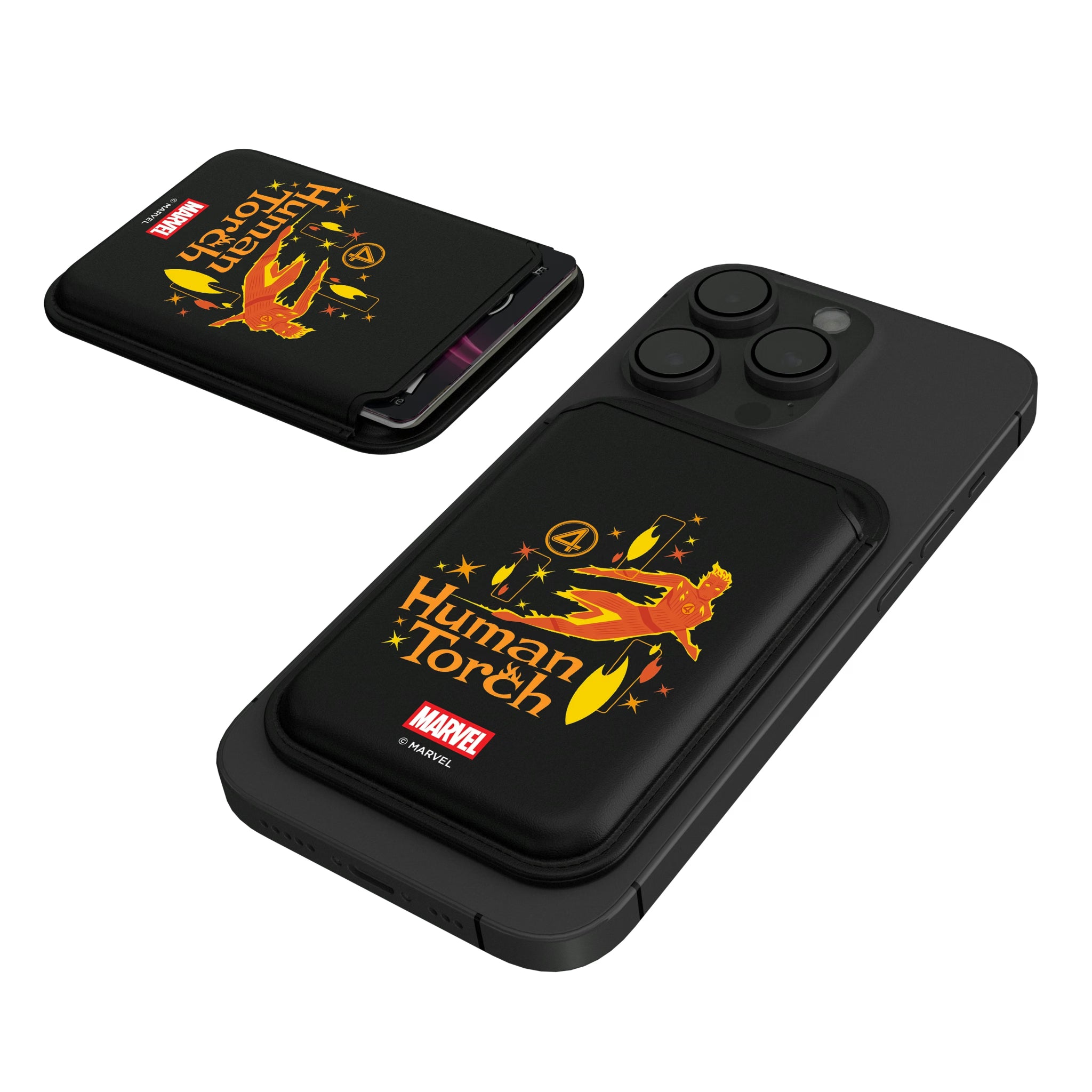 Marvel Human Torch Badge Black Magnetic Credit Card Wallet
